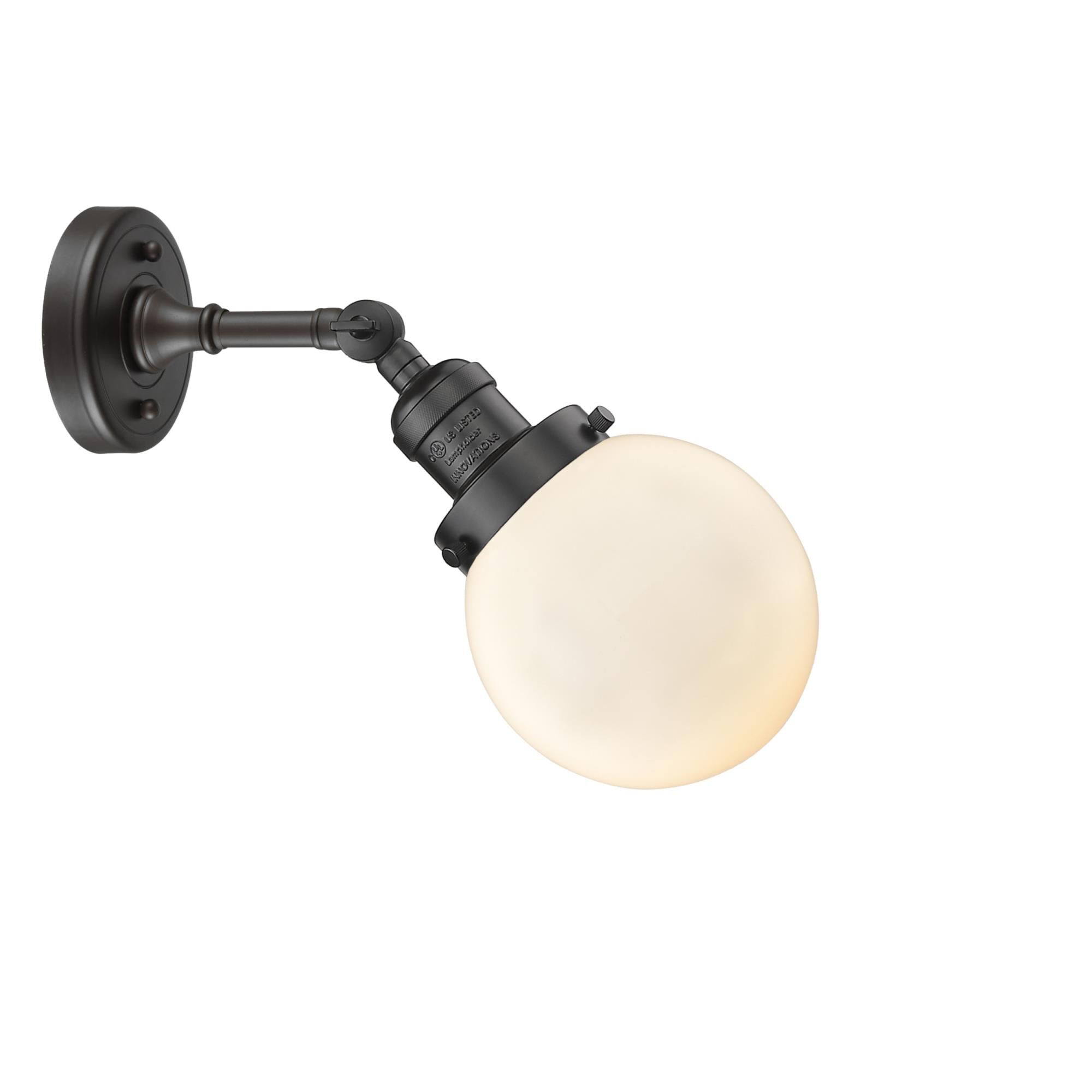 Shown in Oil Rubbed Bronze finish and Matte White Cased glass and No Accent accent