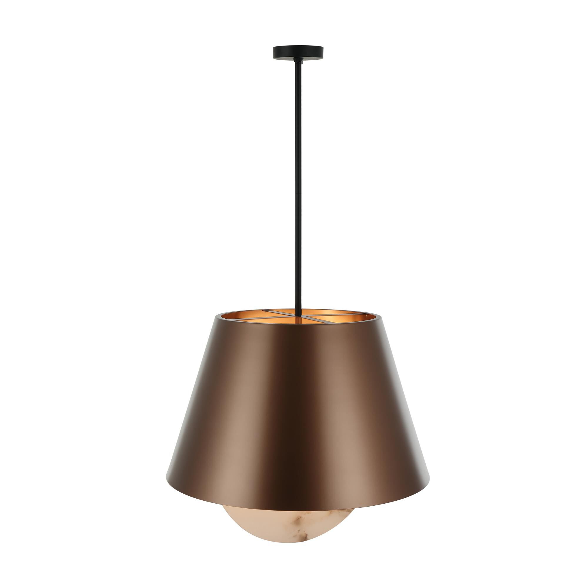 Shown in Bronze and Black finish and Bronze, Brown and  Spanish Alabaster shade