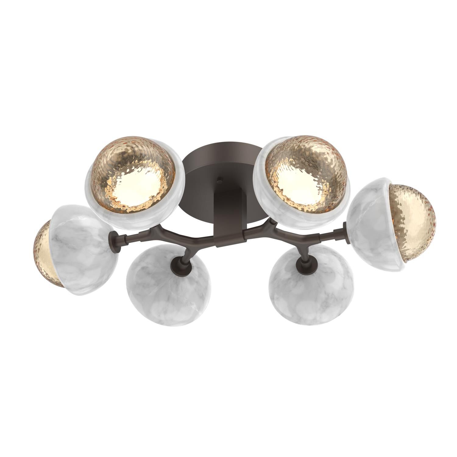 Shown in Flat Bronze finish and Amber glass and White Marble accent