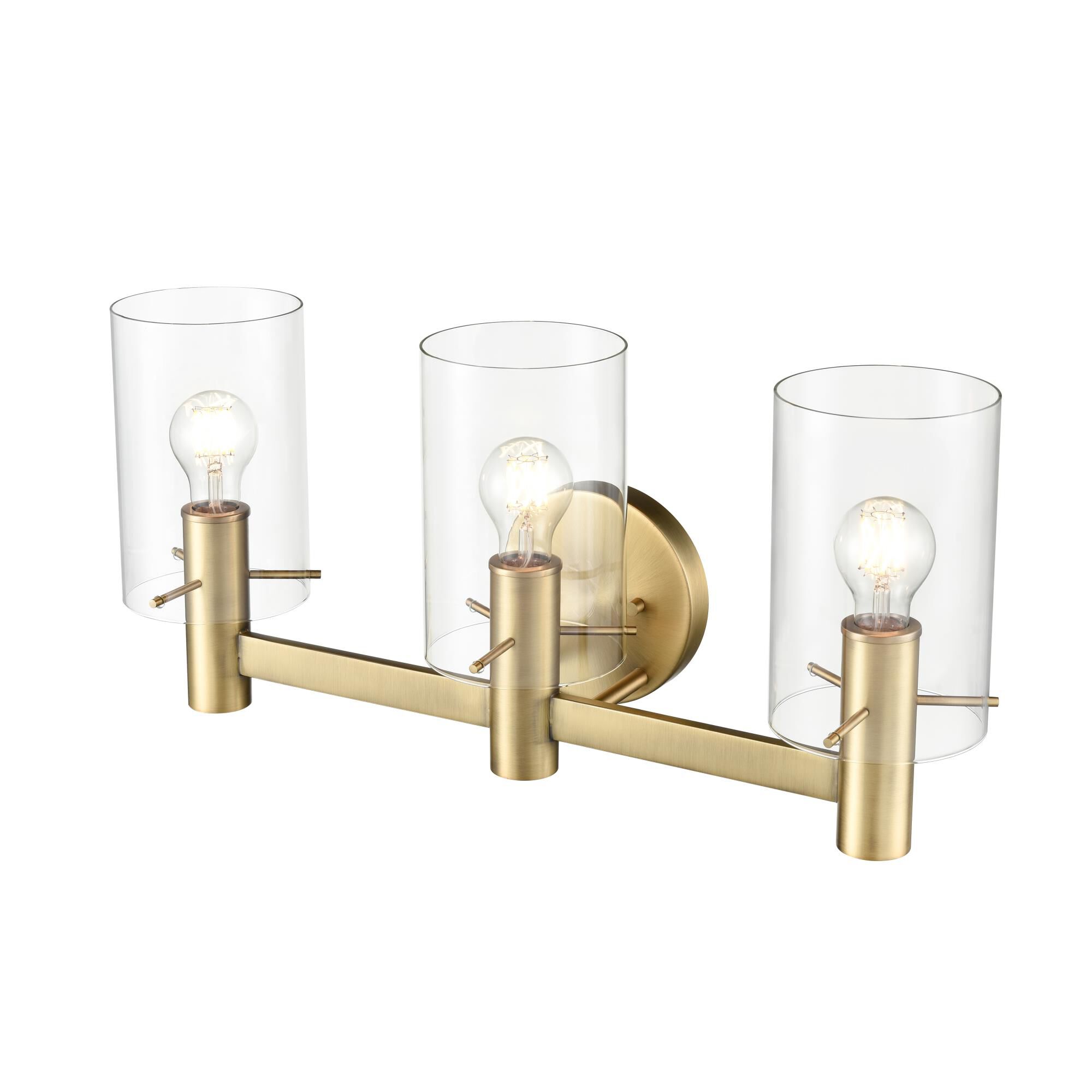 Shown in Vintage Brass finish and Clear glass