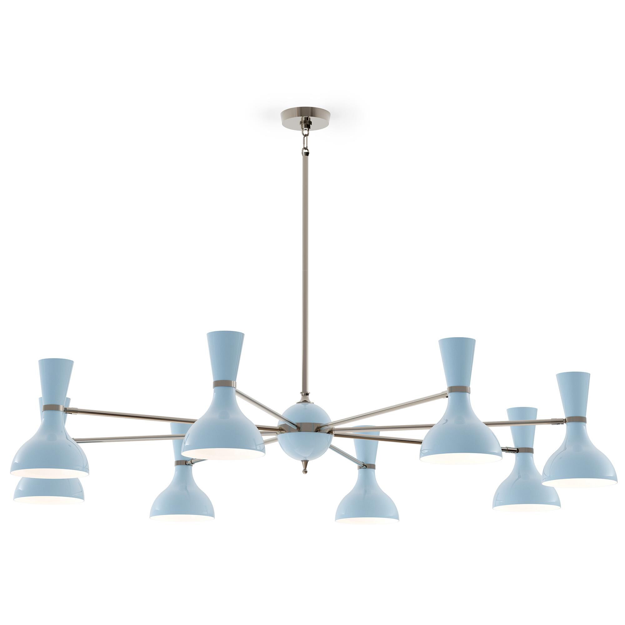 Shown in Polished Nickel finish and Baby Blue shade