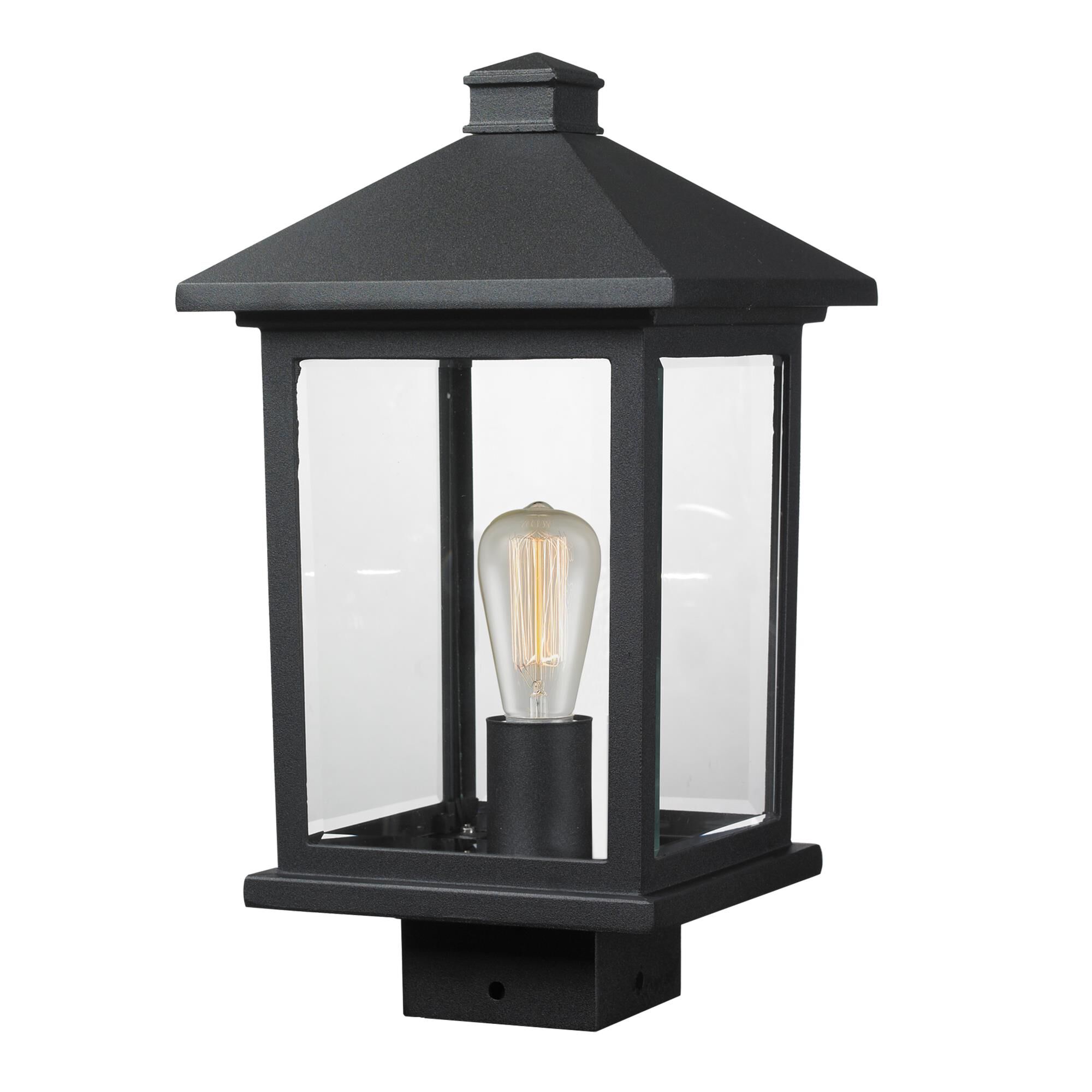 Shown in Black finish and Glass shade