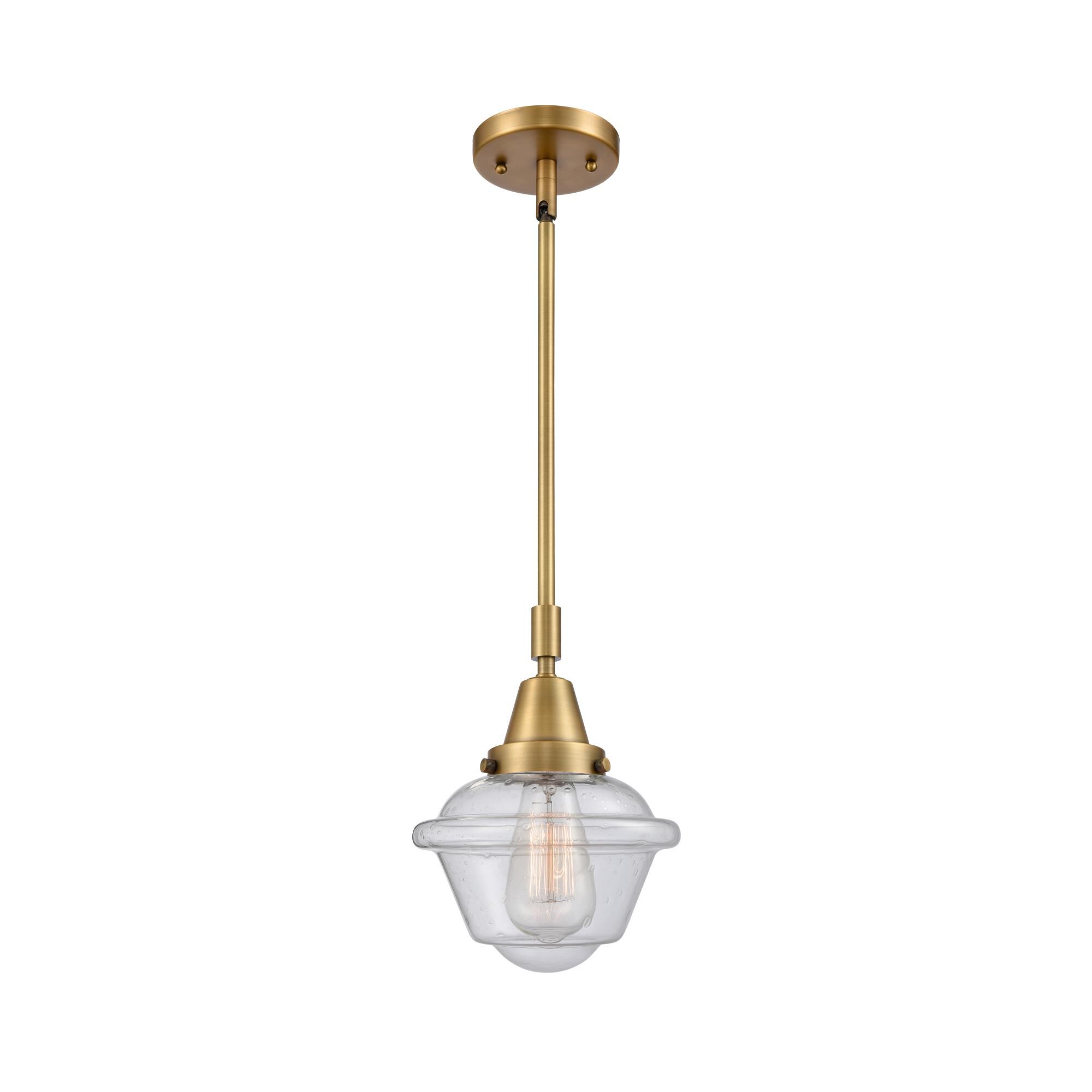 Shown in Brushed Brass finish and Seedy Small Oxford glass