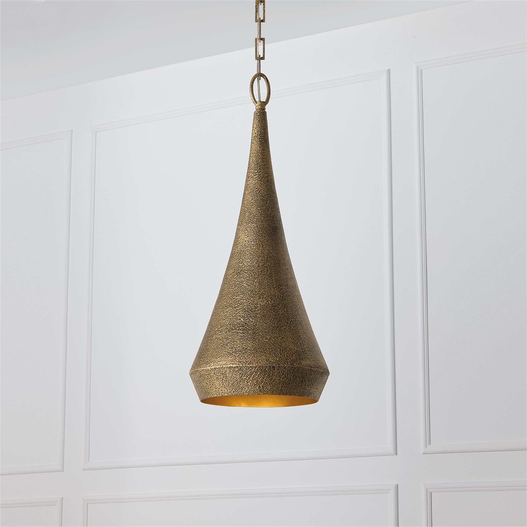 Shown in Artisan Gold finish and Textured Metal shade