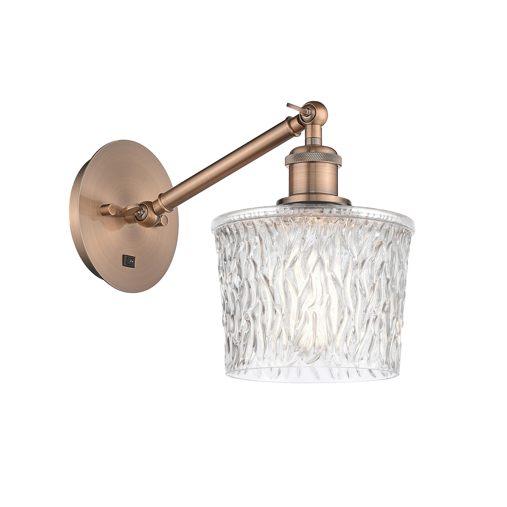 Shown in Antique Copper finish and Clear Niagra glass