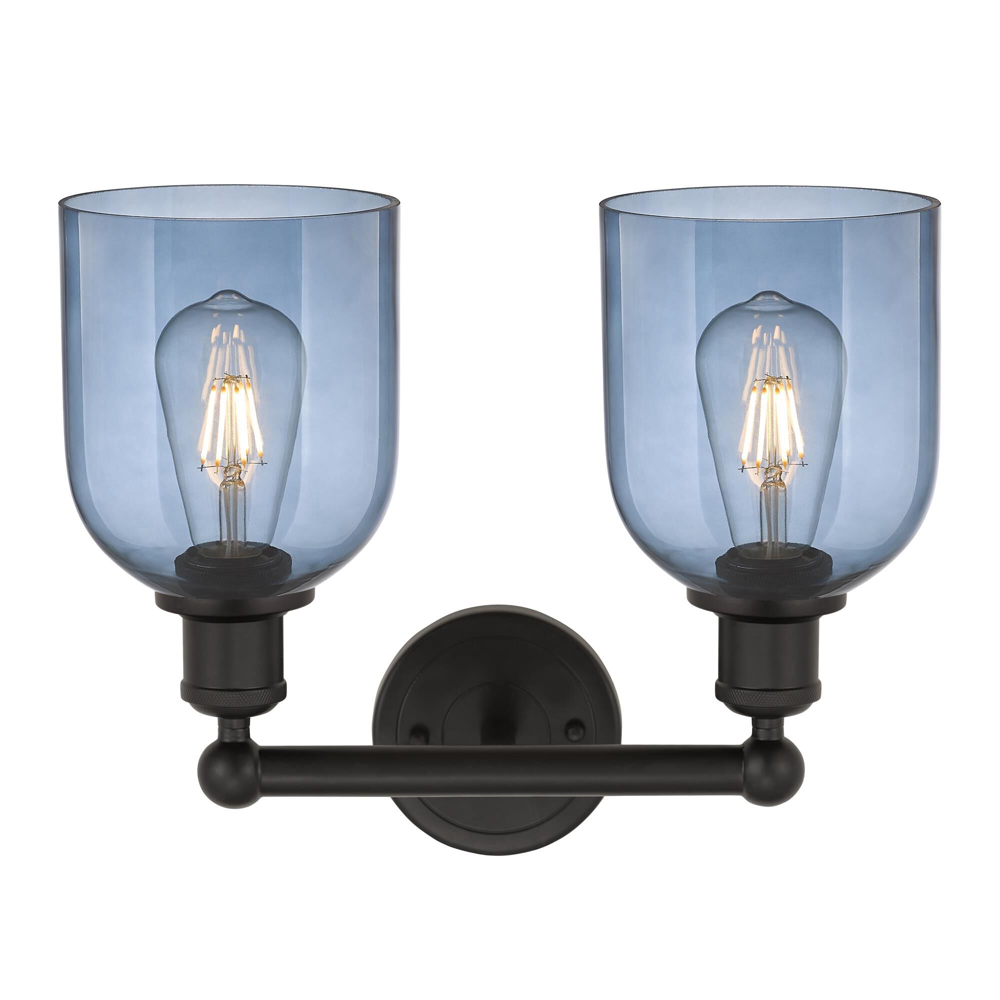 Shown in Oil Rubbed Bronze finish and Princess Blue glass