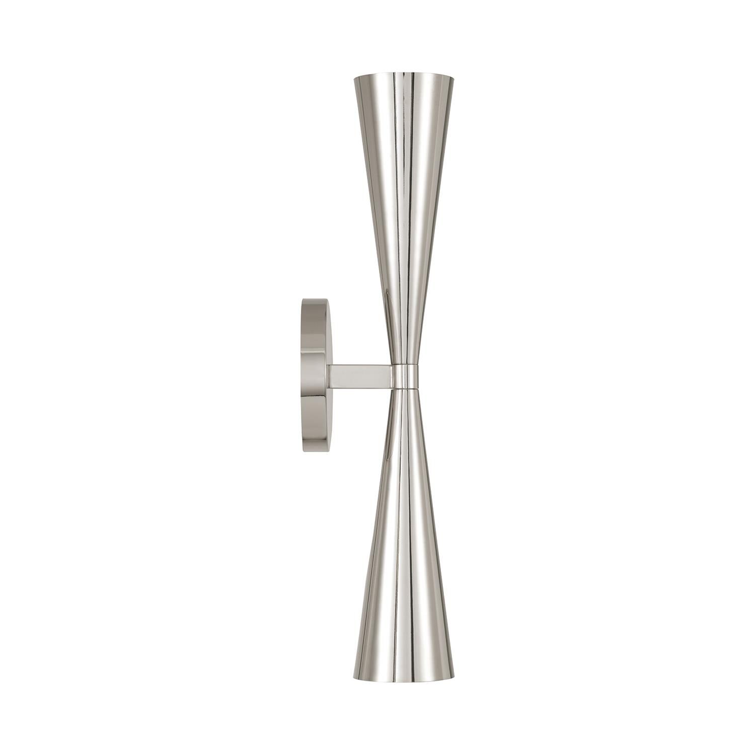 Shown in Polished Nickel finish and Polished Nickel Metal with White Interior shade
