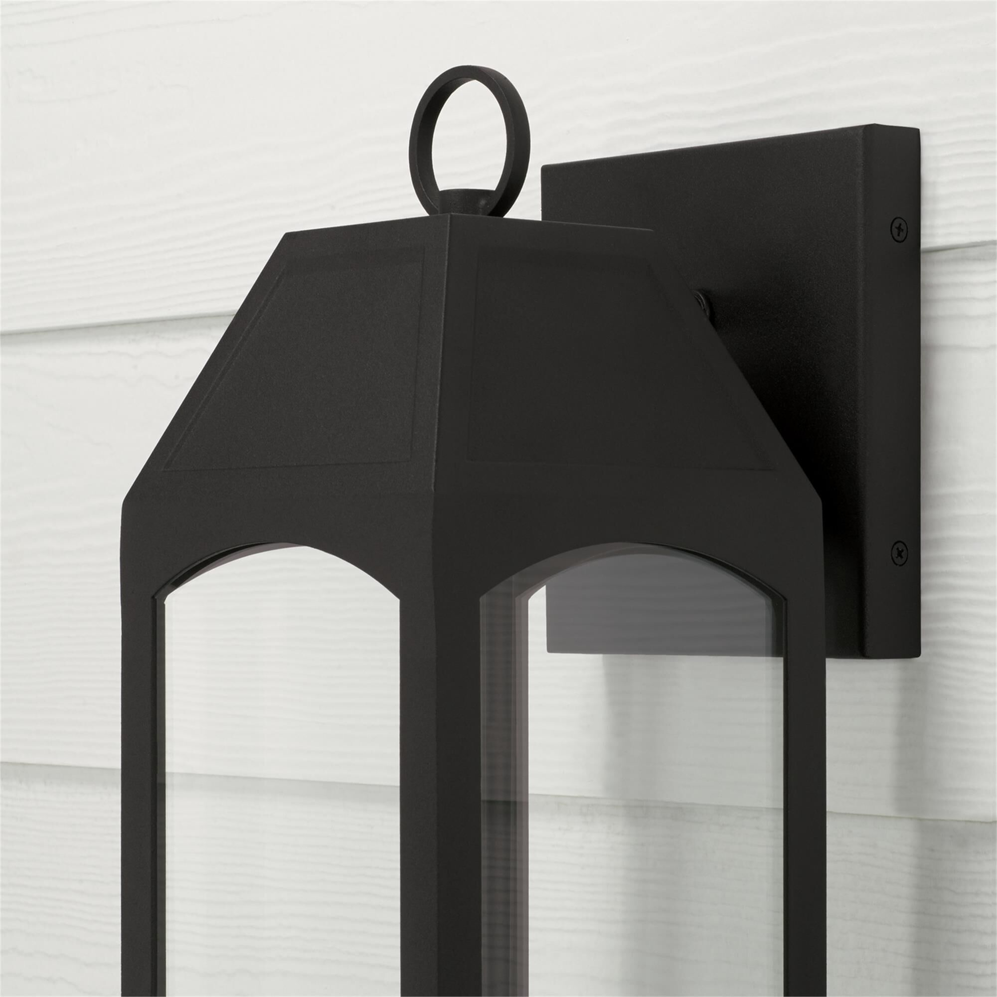 Shown in Black finish and Clear glass