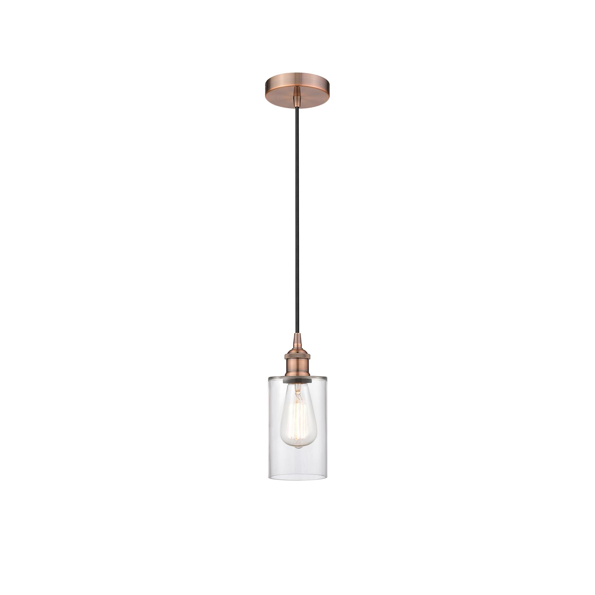 Shown in Antique Copper finish and Clear Clymer glass