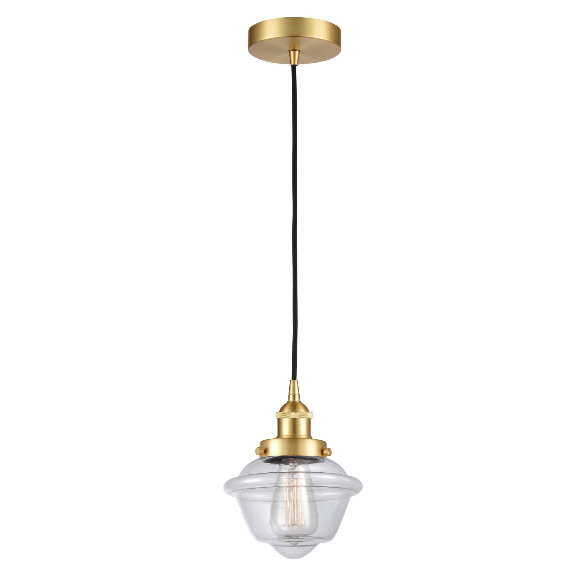 Shown in Satin Gold finish and Clear Small Oxford glass