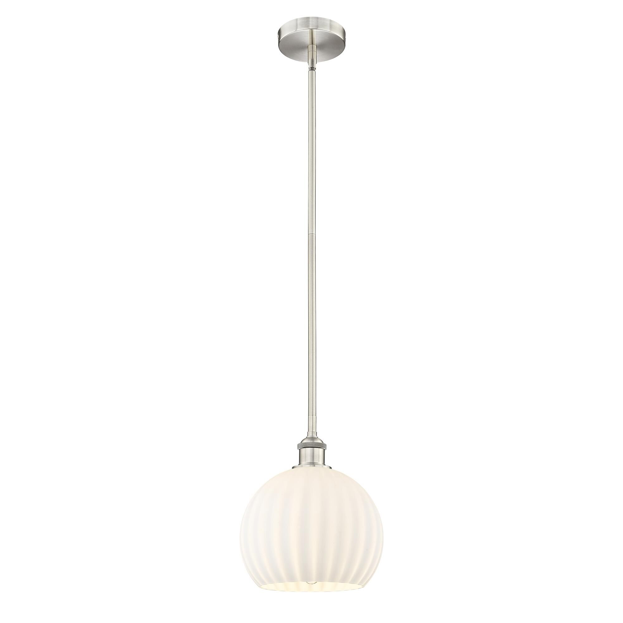 Shown in Brushed Satin Nickel finish and White Venetian glass