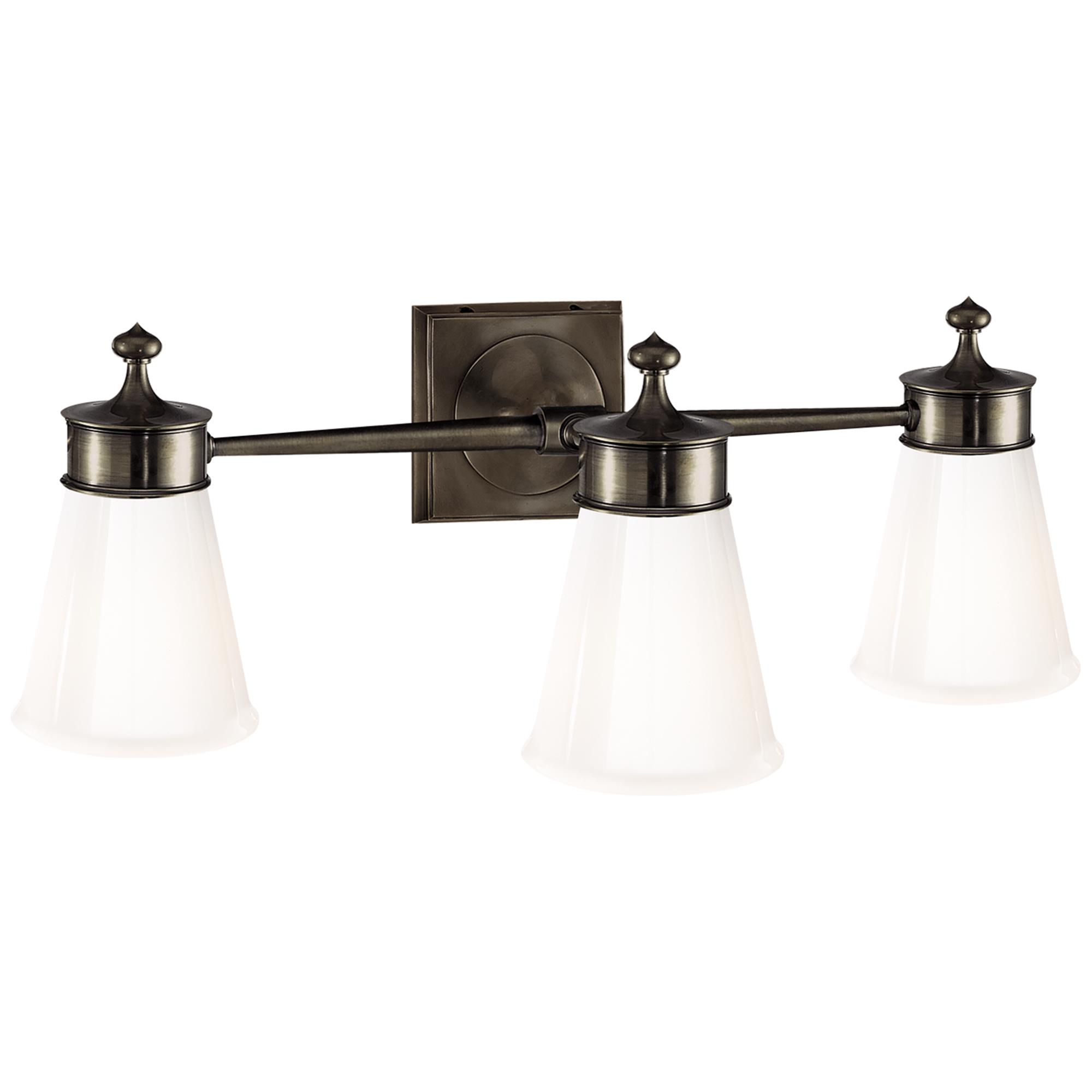 Shown in Bronze finish and White glass