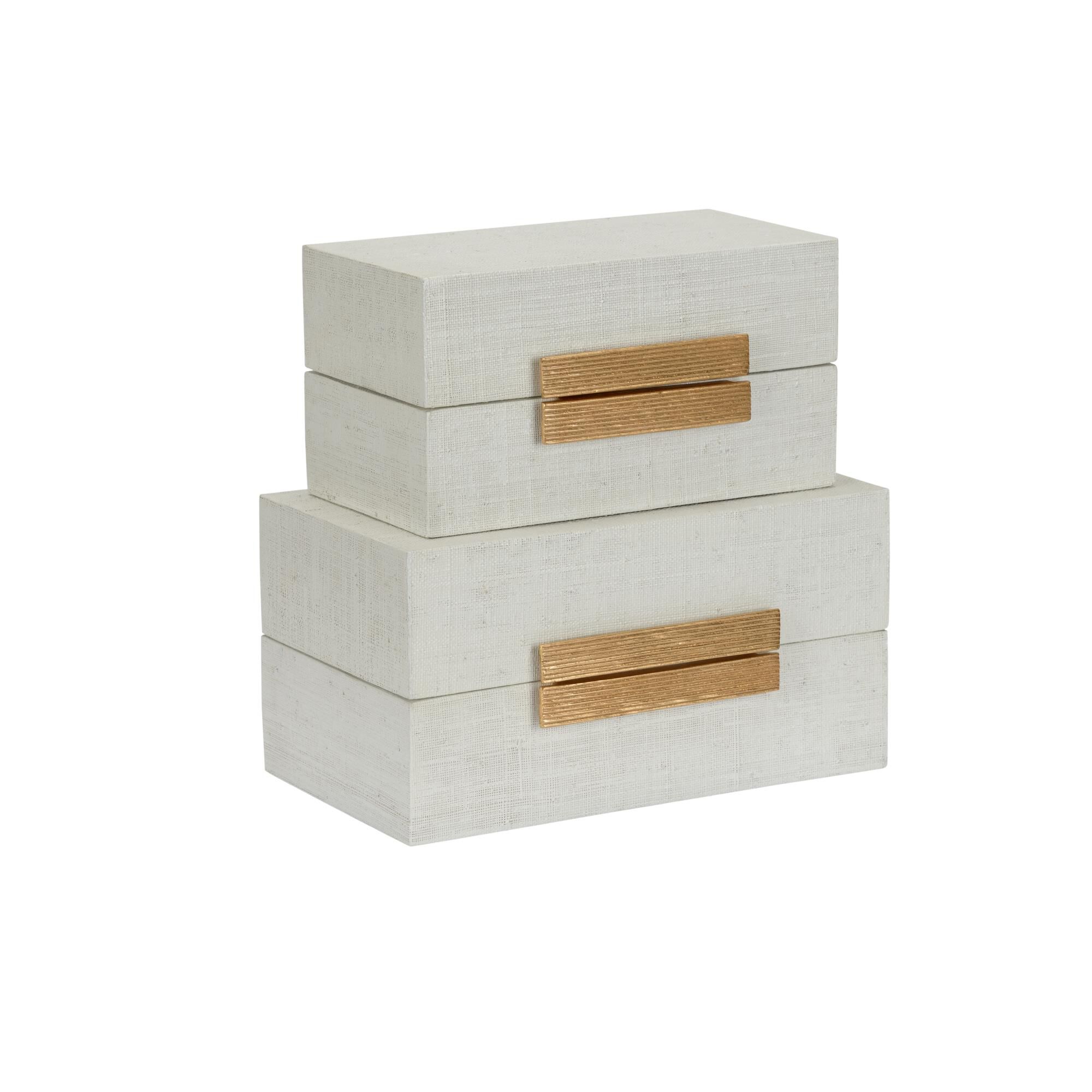 Raffia Boxes - White (S2) Accent Box by Chelsea House
