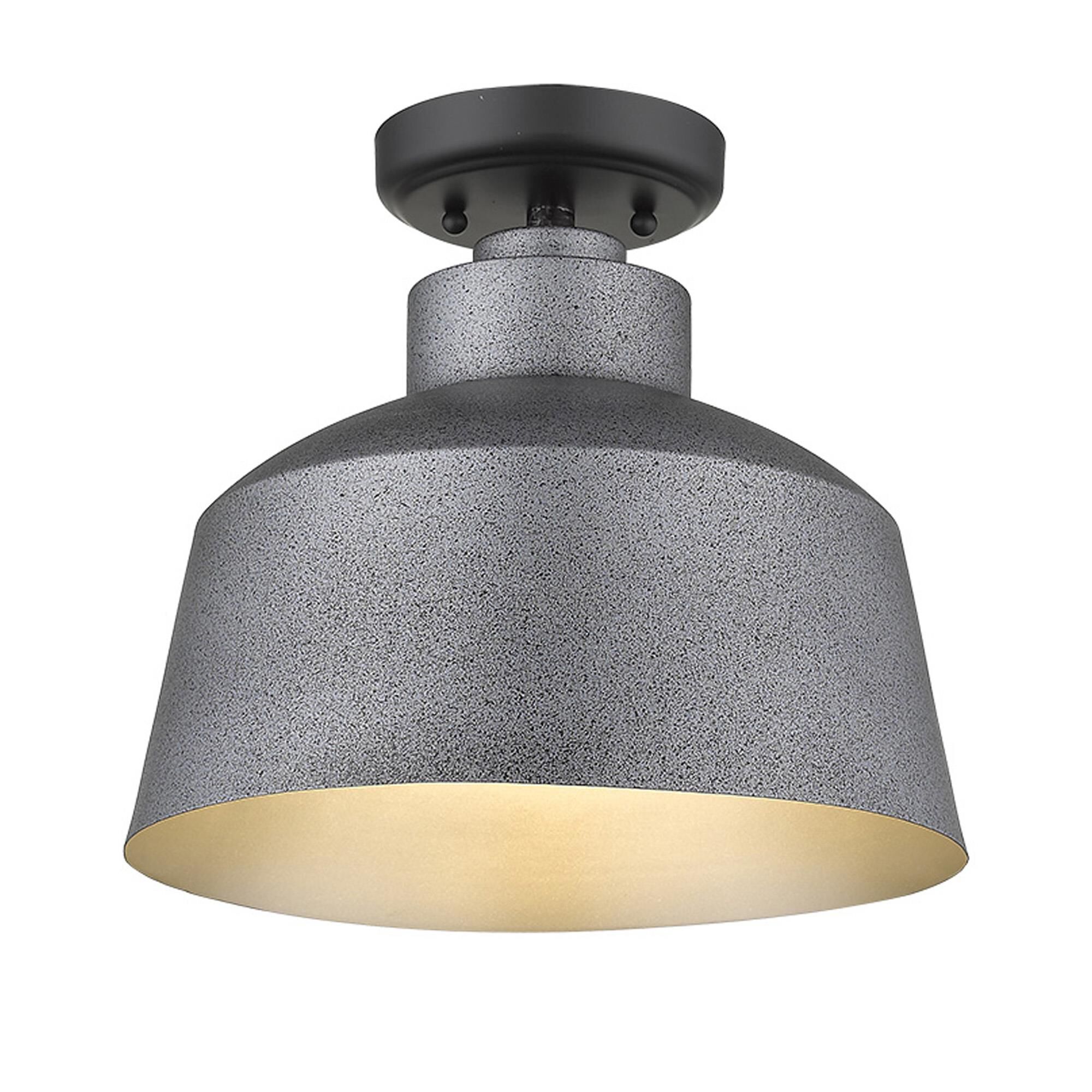 Shown in Gray finish and Gray glass and Gray, Metal Bowl Shaped shade