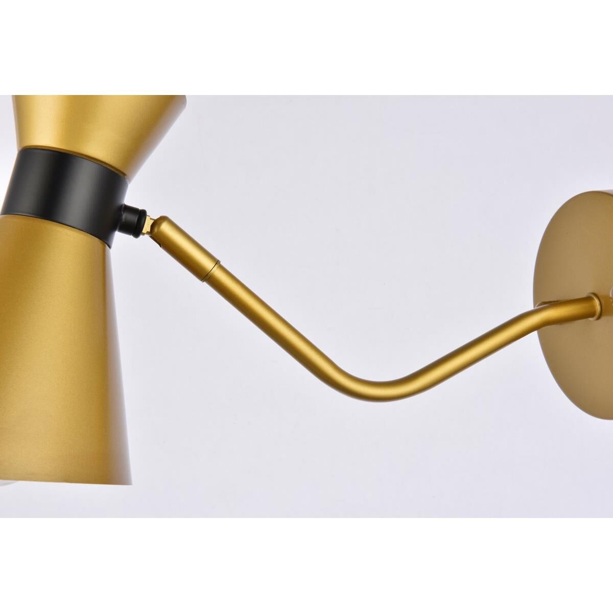 Shown in Brass and Black finish and Brass and Black Iron shade