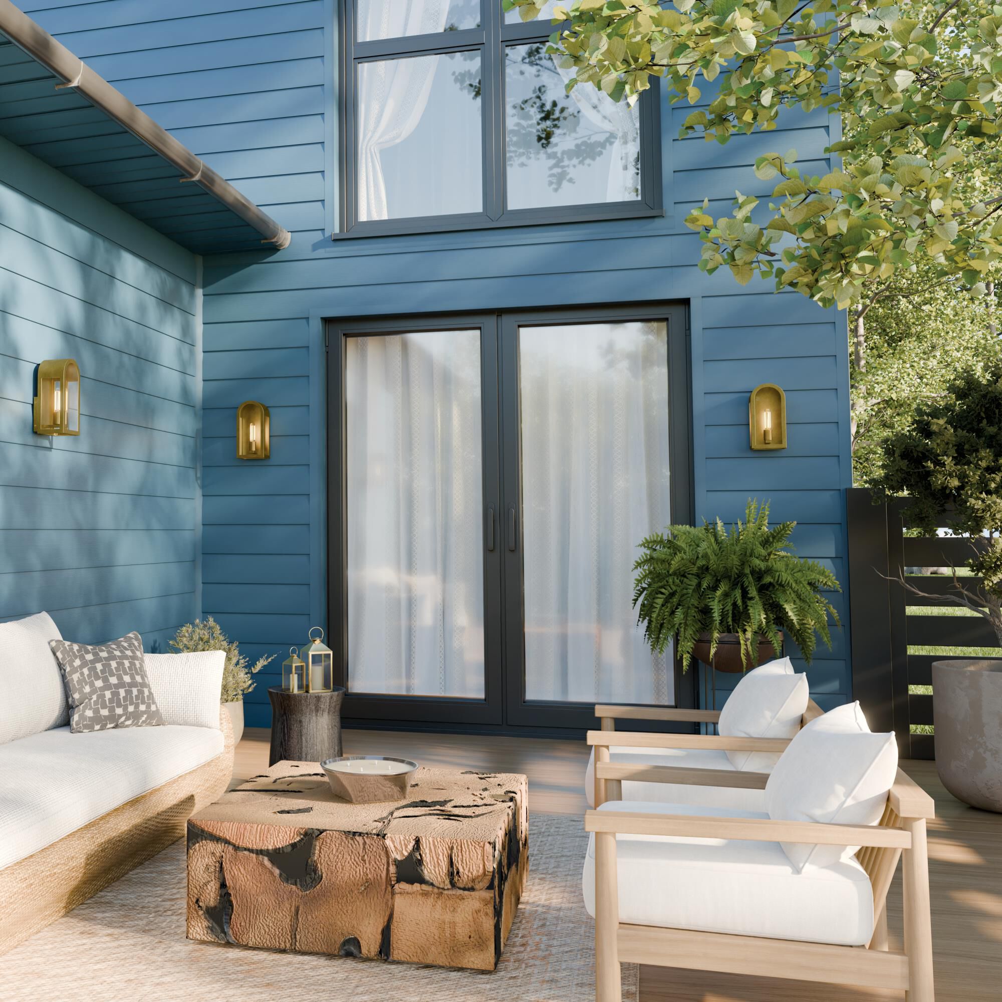 Shown in Natural Brass finish and Clear glass