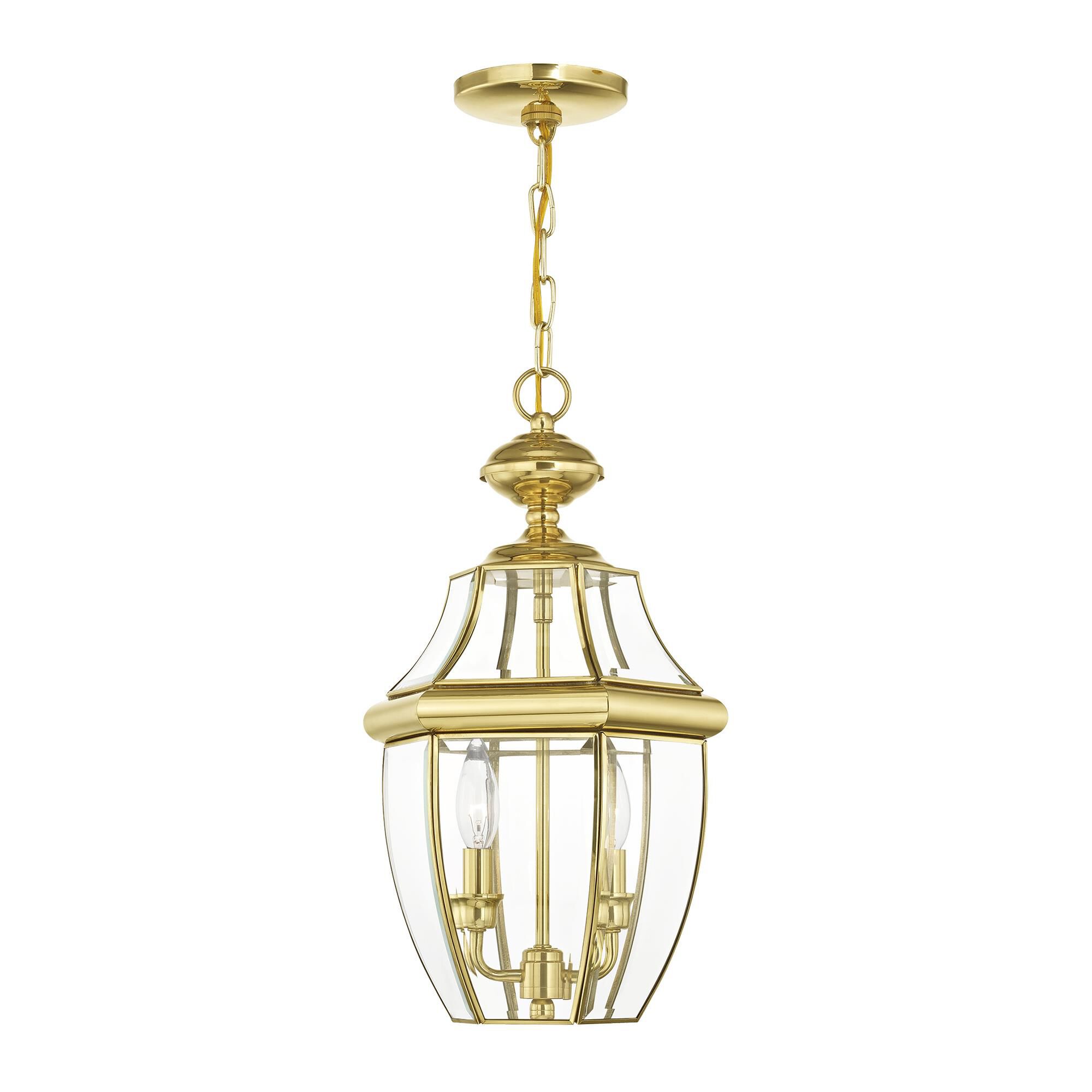 Shown in Polished Brass finish and Clear Beveled glass