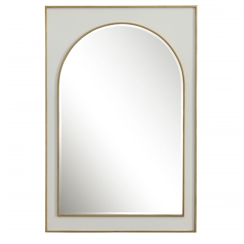 Uttermost Crisanta Gloss White Arch Mirror Decorative Mirrors by Uttermost