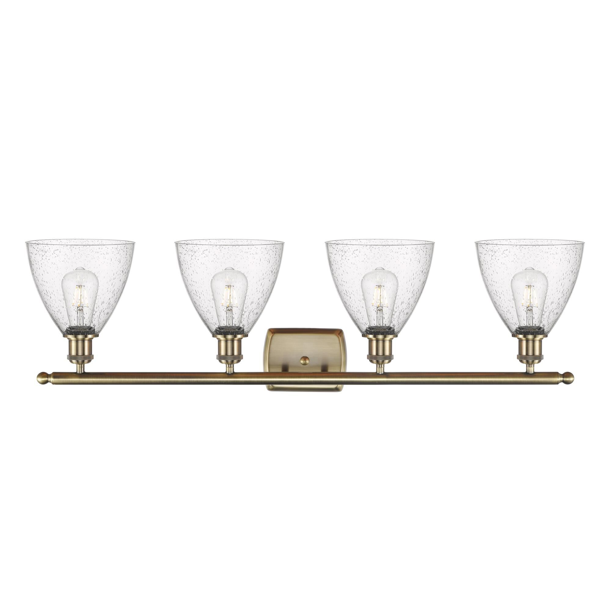 Shown in Antique Brass finish and Seedy Ballston Dome glass and No Shade shade