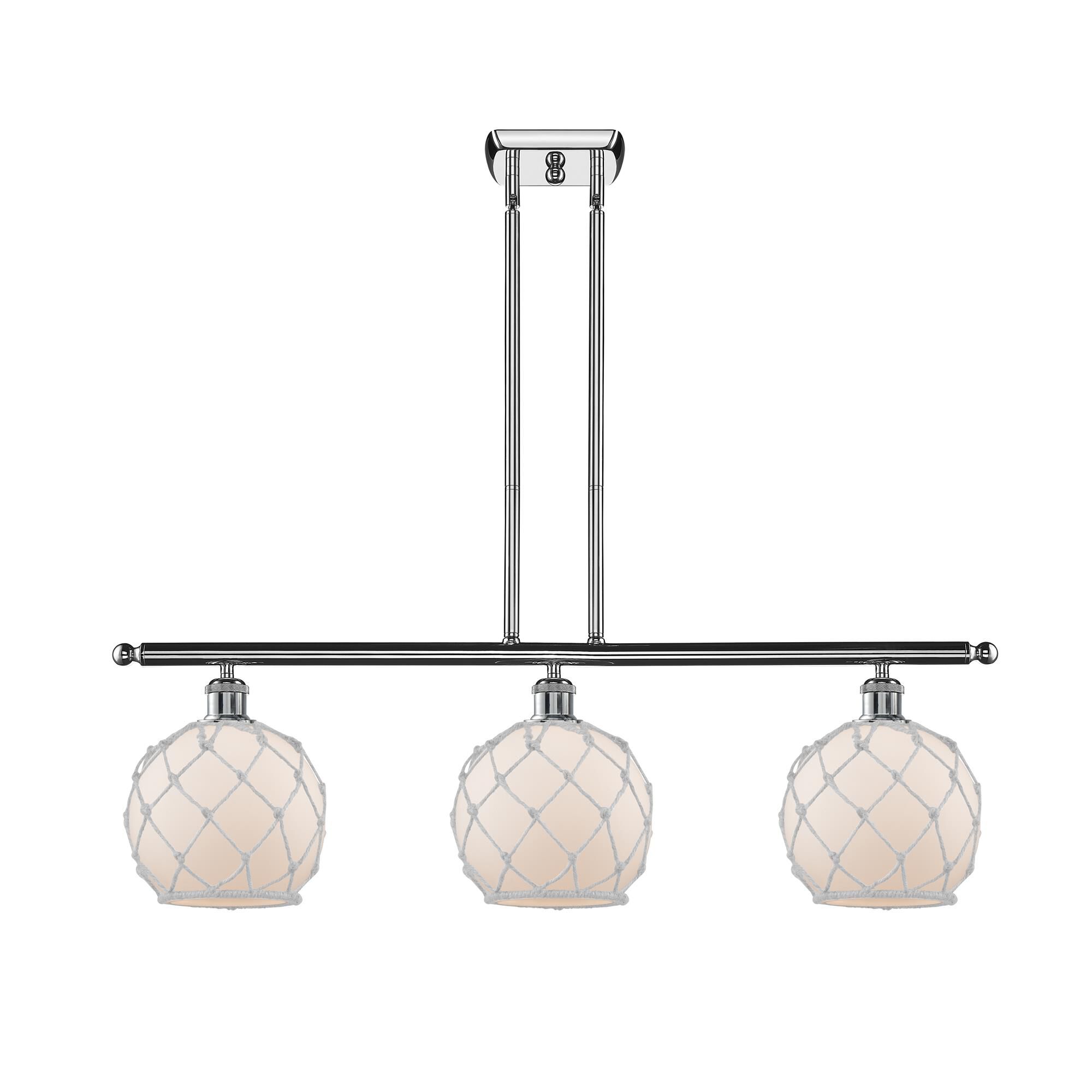 Shown in Polished Chrome finish and White With White Rope glass