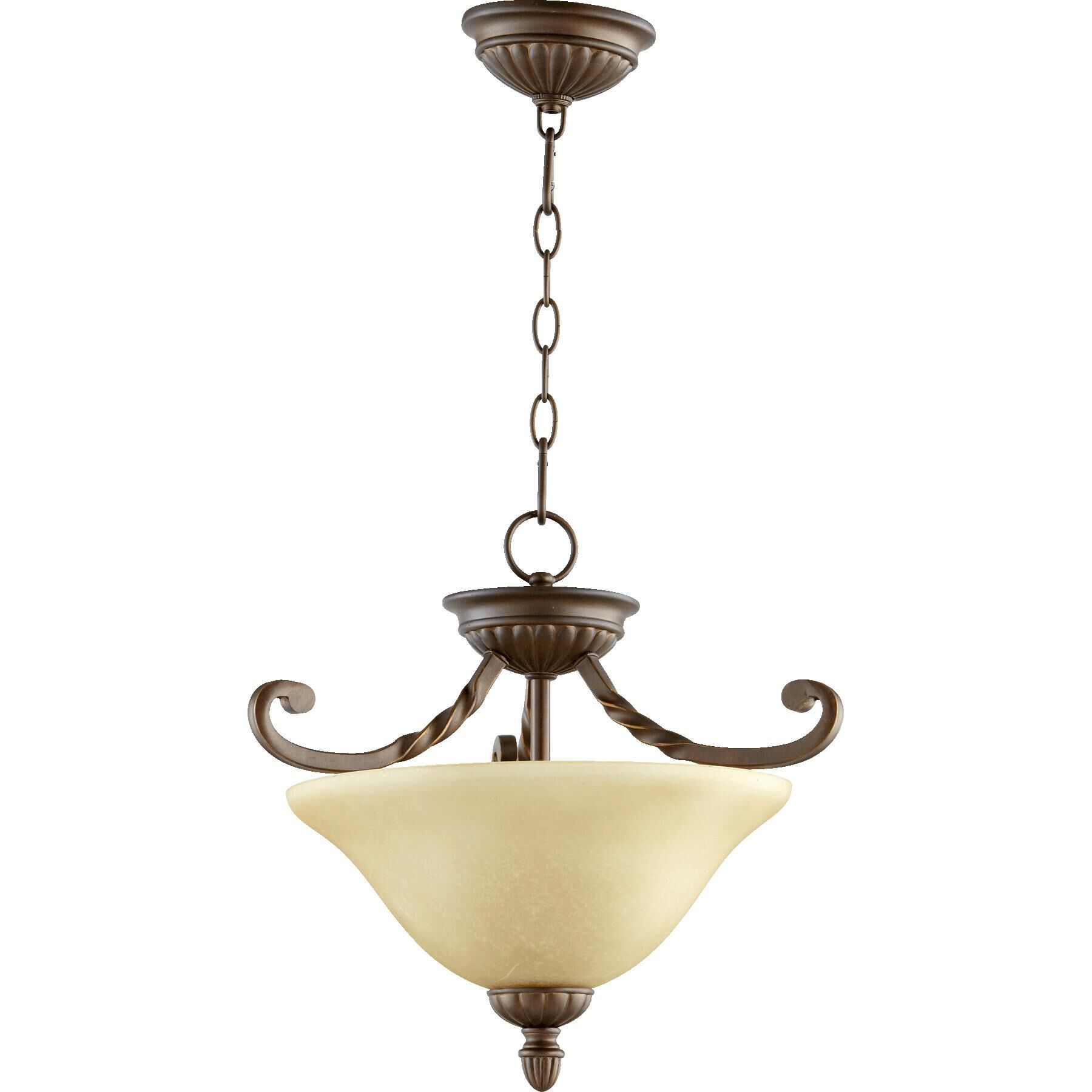 Shown in Oiled Bronze finish and Amber scavo glass 