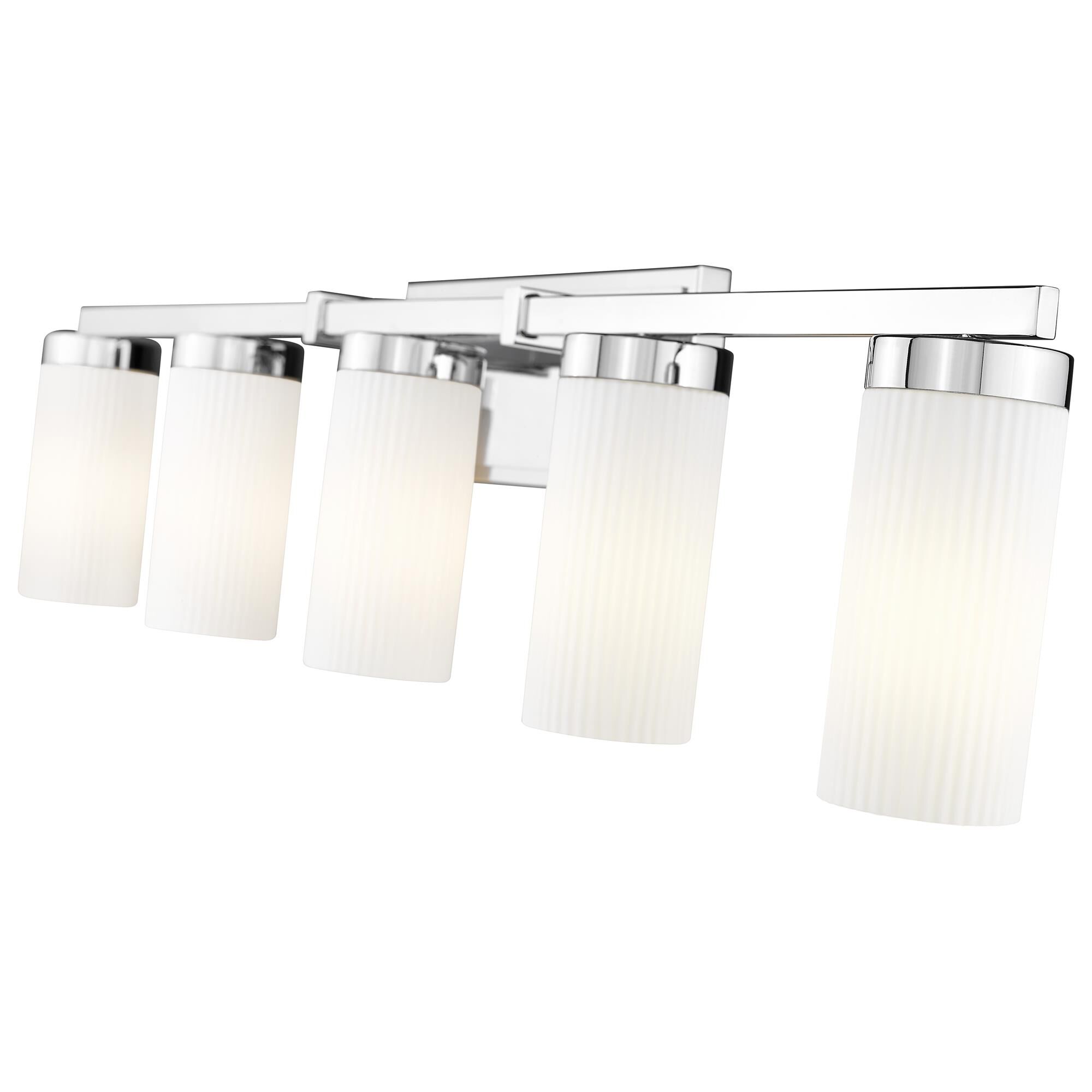 Shown in Chrome finish and White glass and White shade