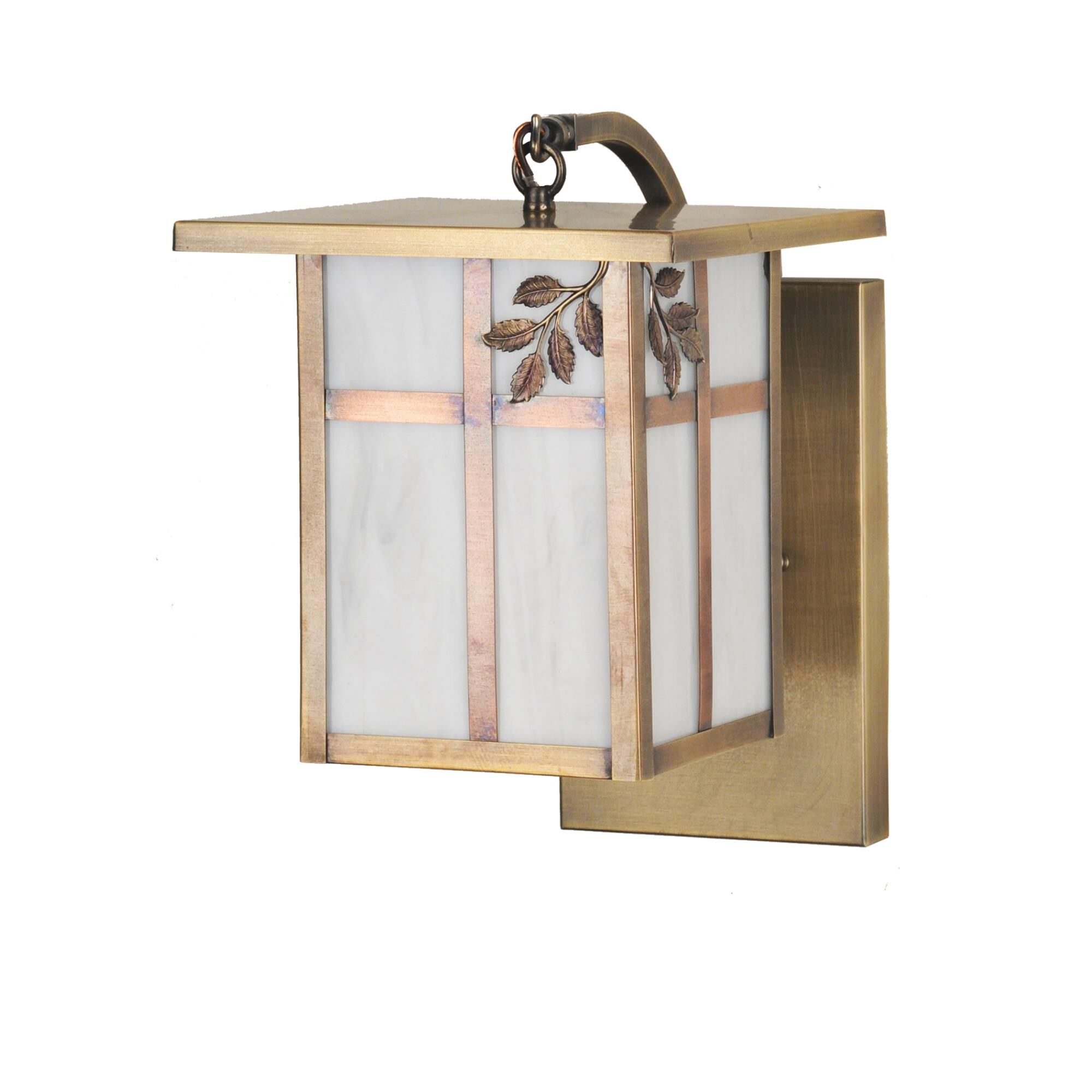 Shown in Antique Finish finish and White glass