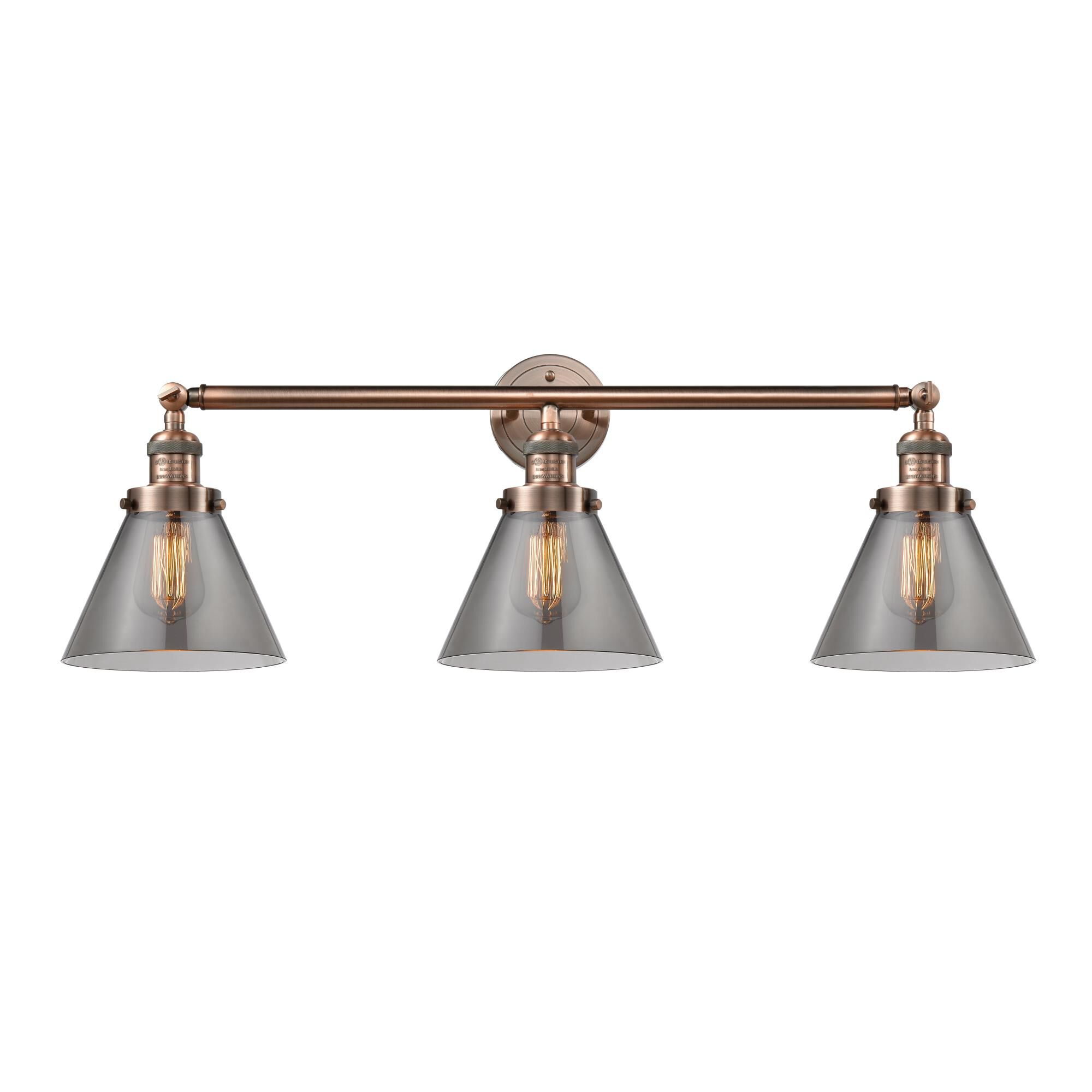 Bruno Marashlian Large Cone 32 Inch 3 Light Bath Vanity Light by Innovations Lighting