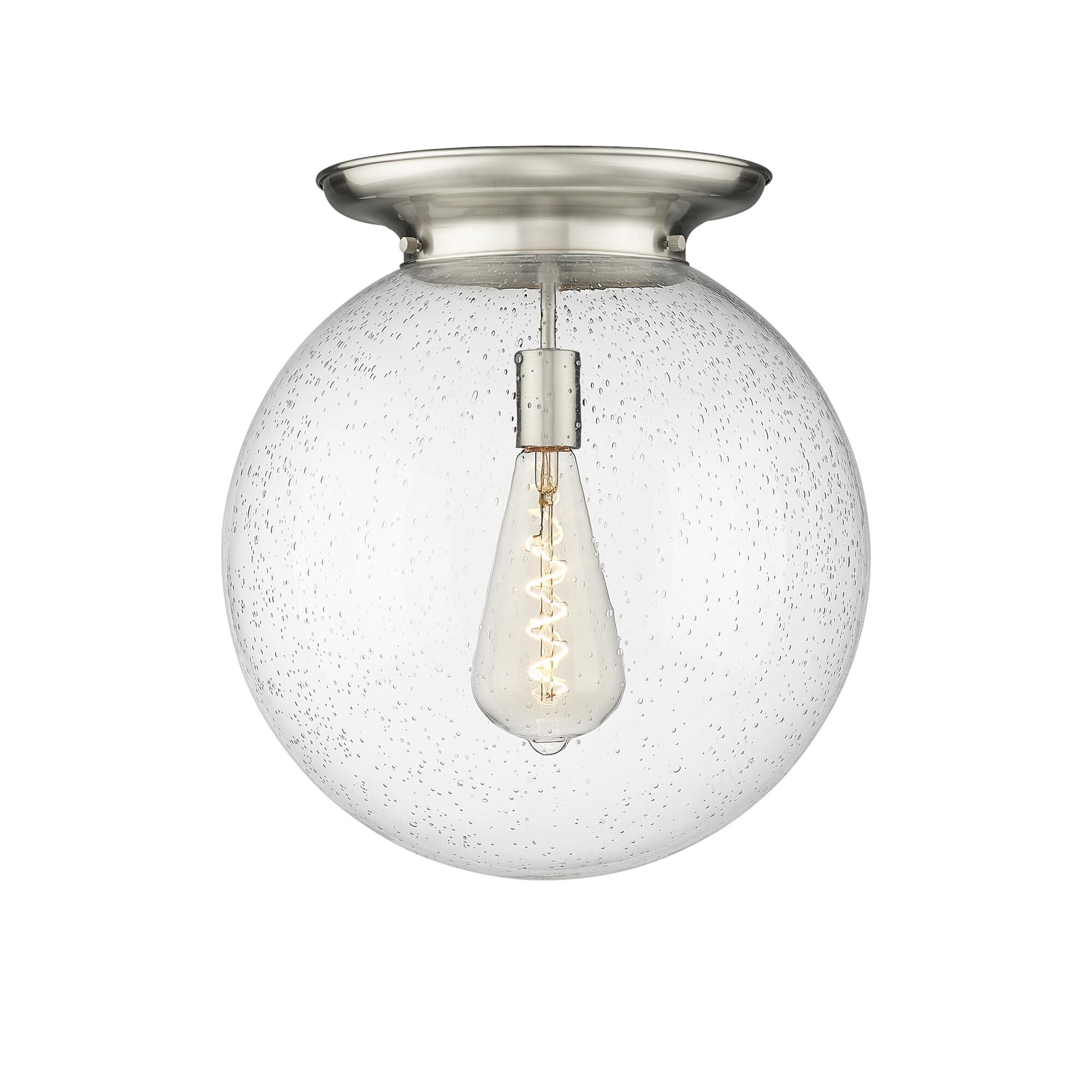 Shown in Satin Nickel finish and Seedy glass