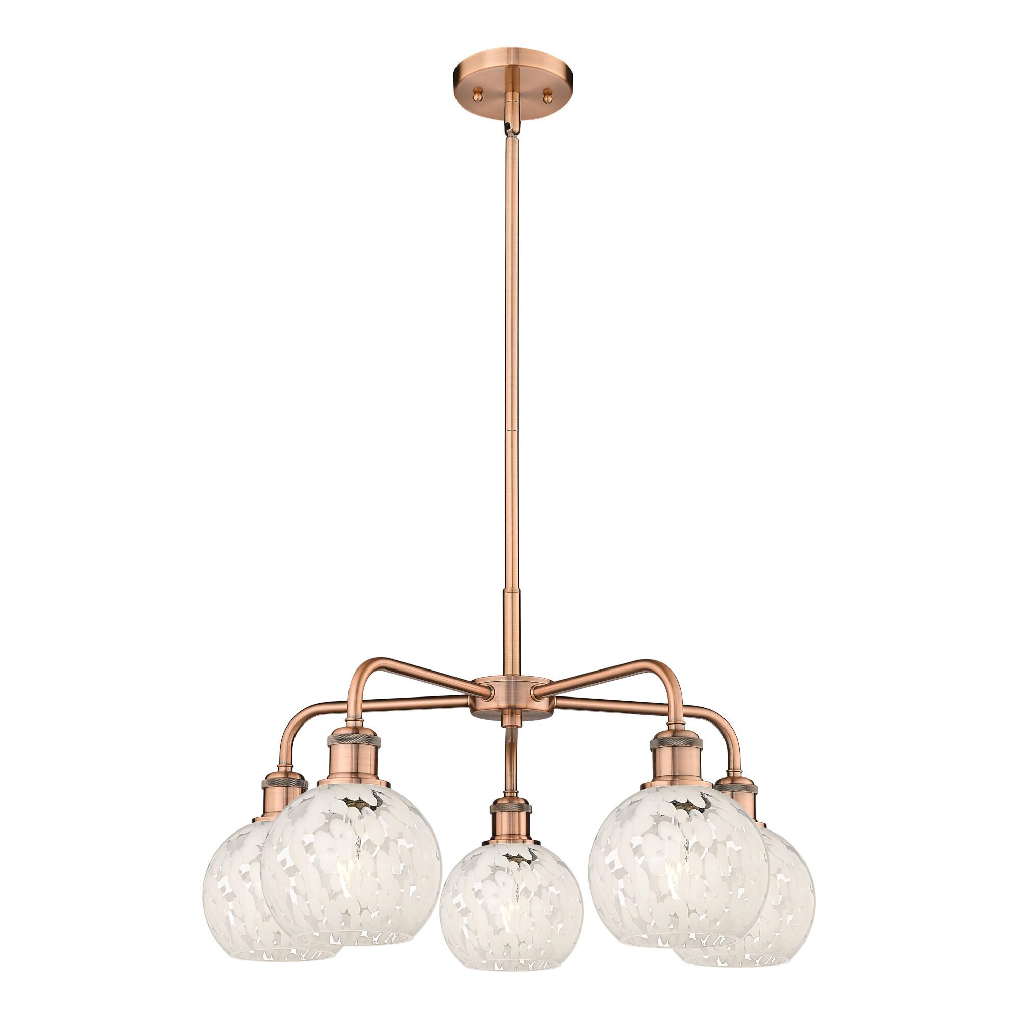 Shown in Antique Copper finish and White Mouchette glass