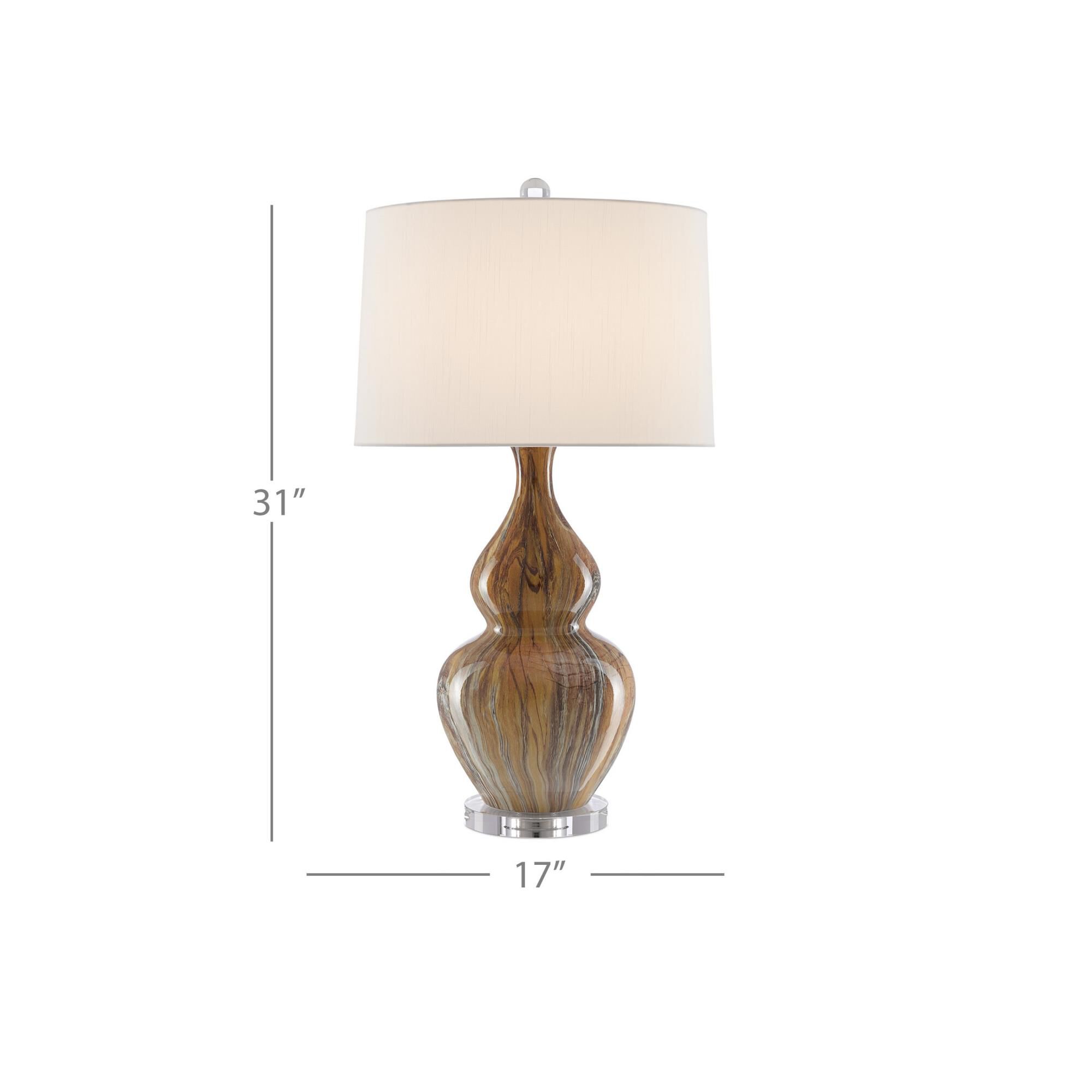 Shown in Earth - Brown finish and Off White Shantung shade