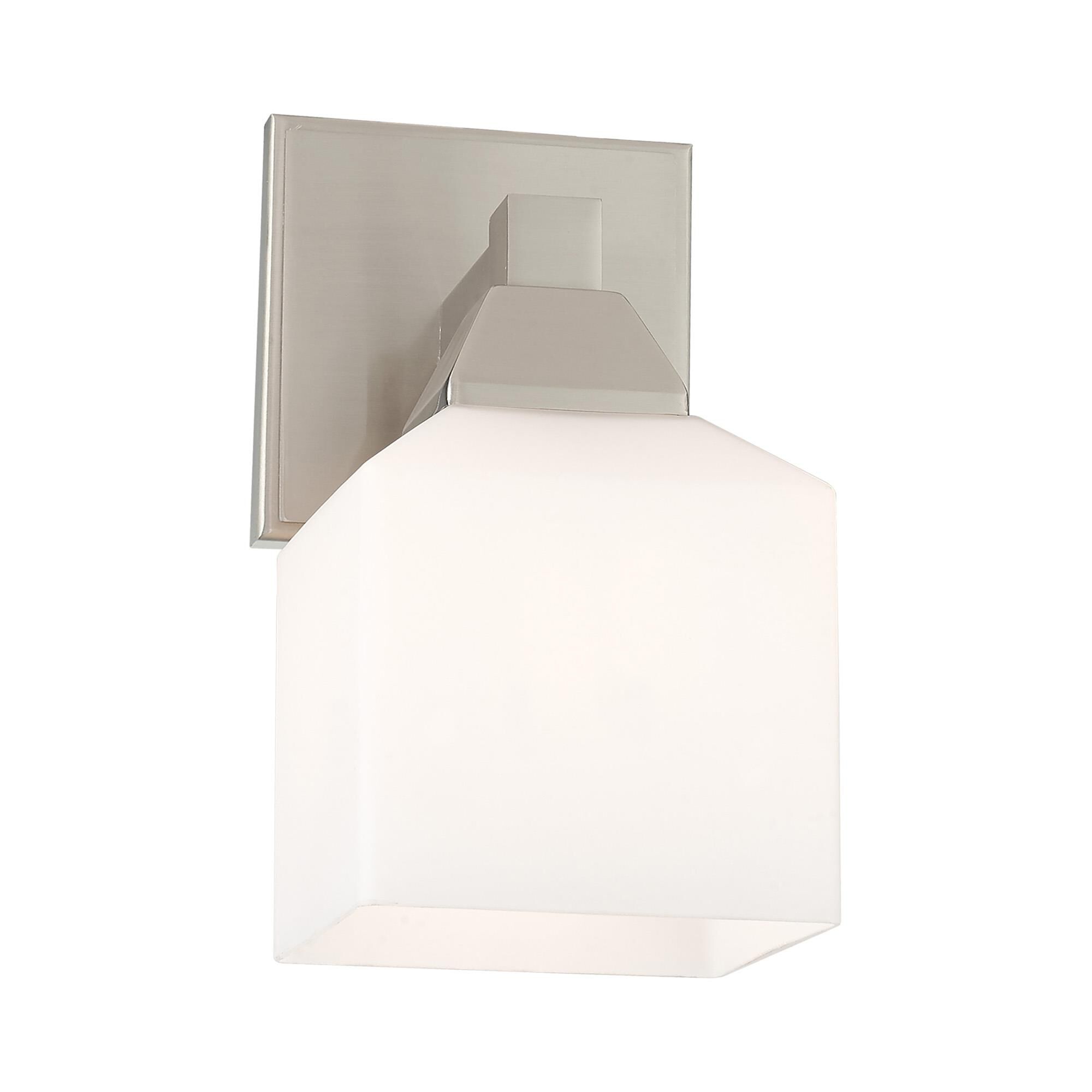 Shown in Brushed Nickel finish and Hand Blown Satin Opal White glass