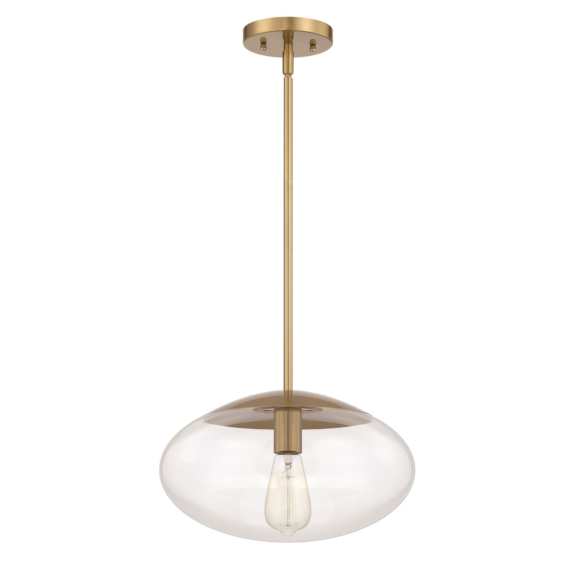 Shown in Satin Brass finish and Clear glass