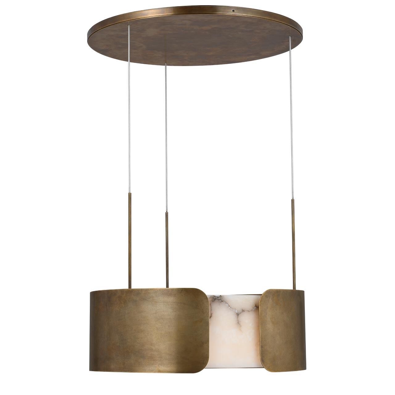 Shown in Mottled Brass finish and Alabaster shade