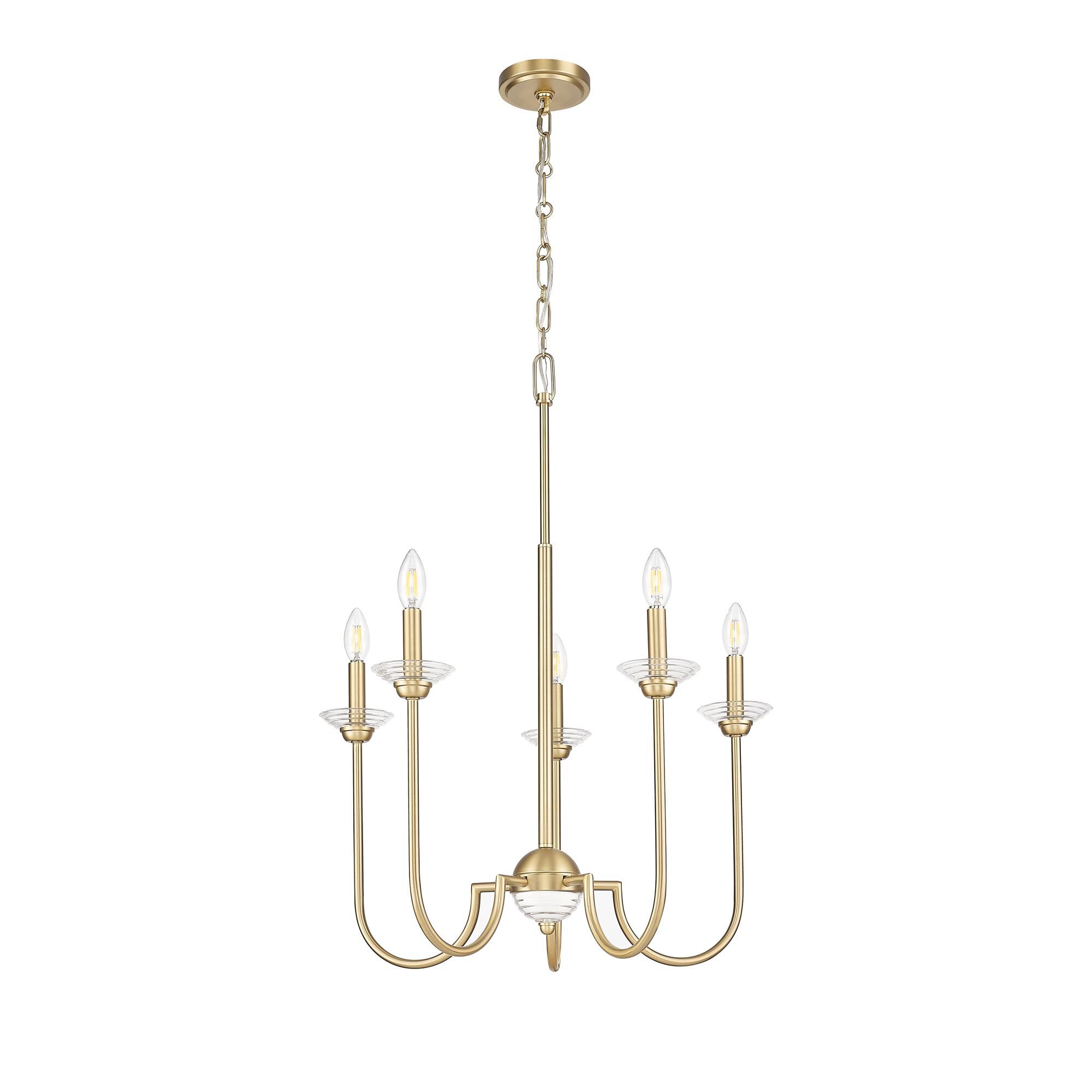 Shown in Modern Gold finish and Clear Ribbed glass and Clear Ribbed shade