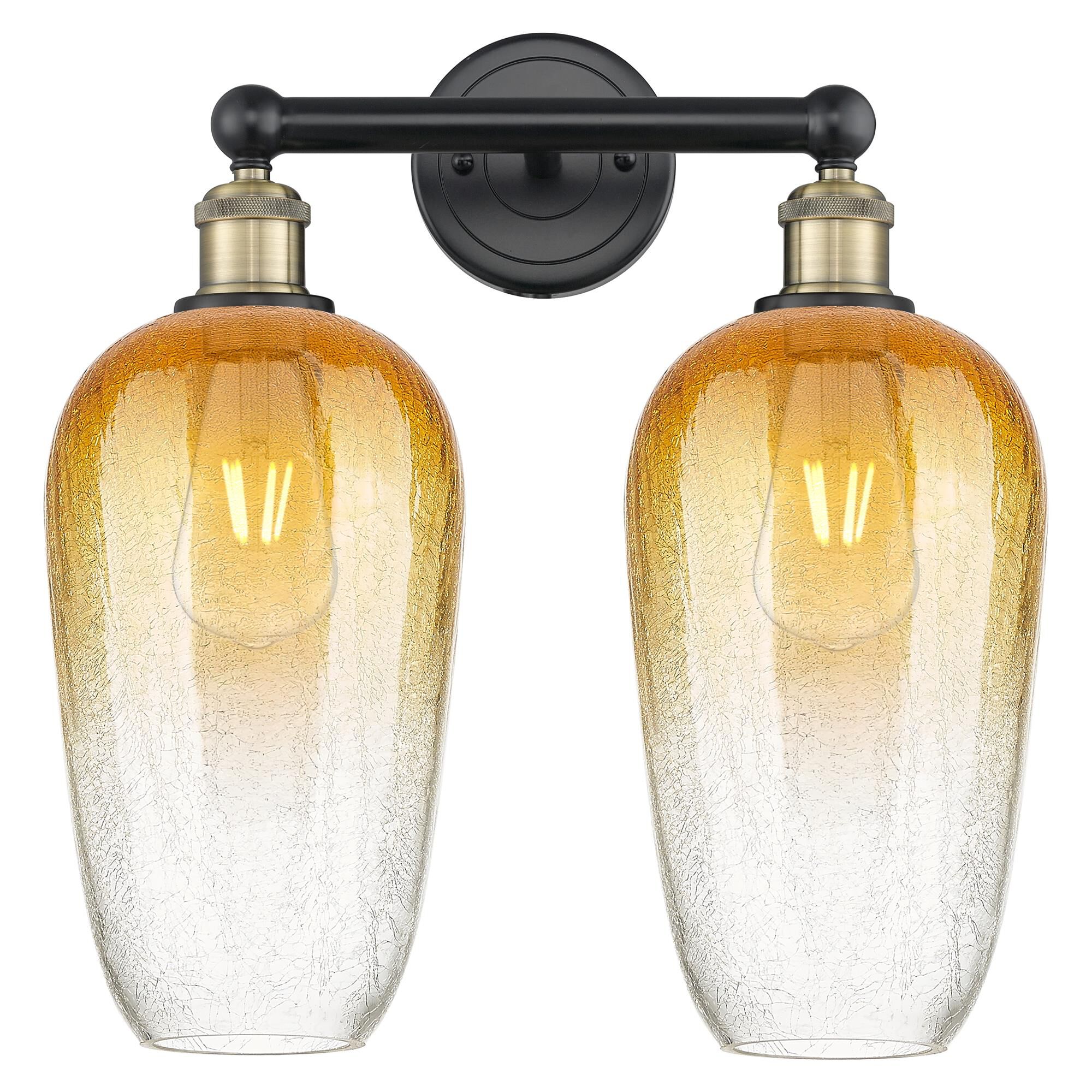 Shown in Black Antique Brass finish and Amber glass