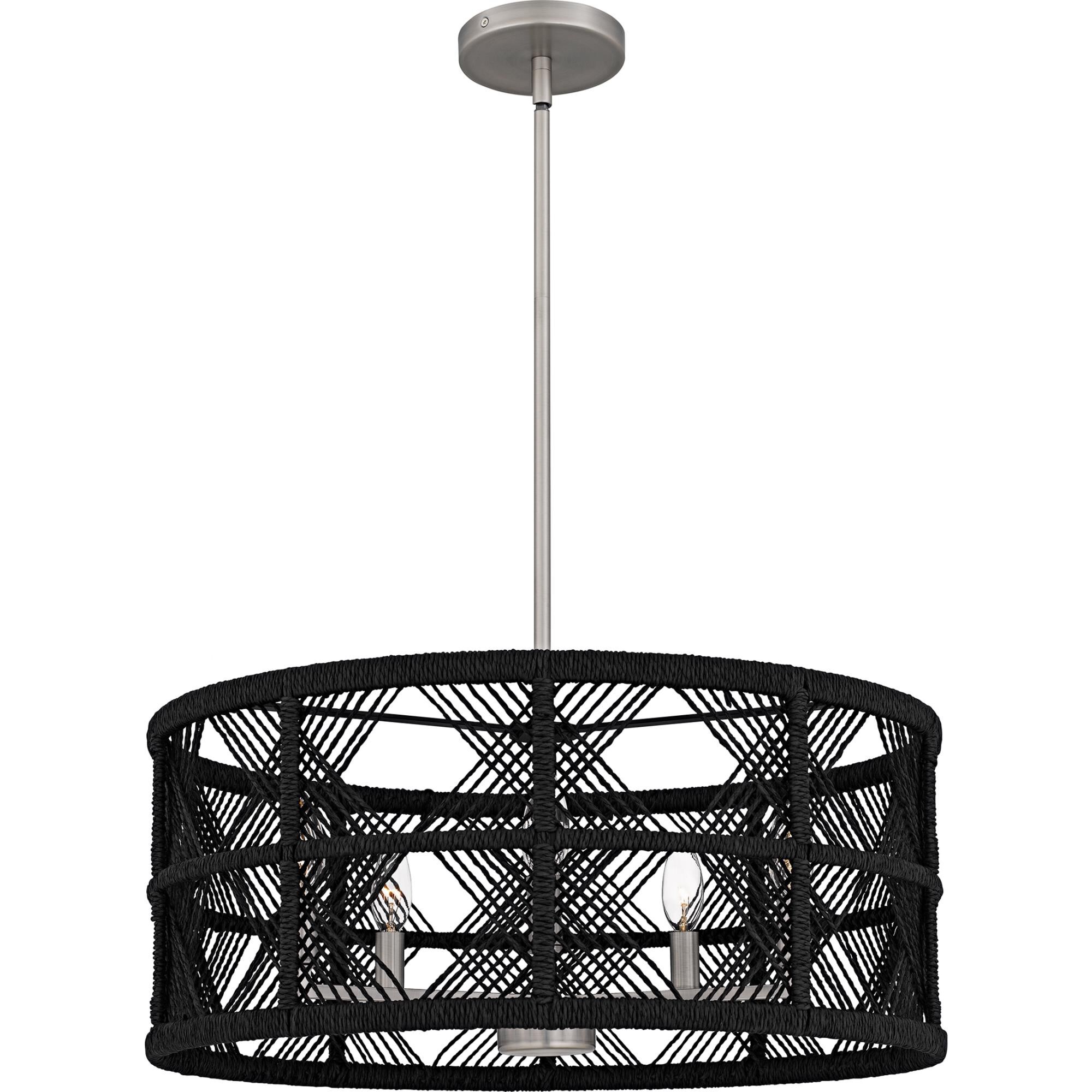 Shown in Antique Nickel finish and Black Rope shade