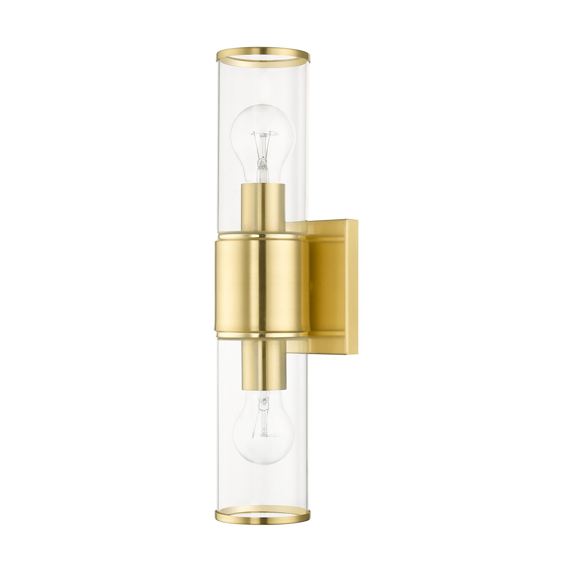 Shown in Satin Brass finish and Clear  glass
