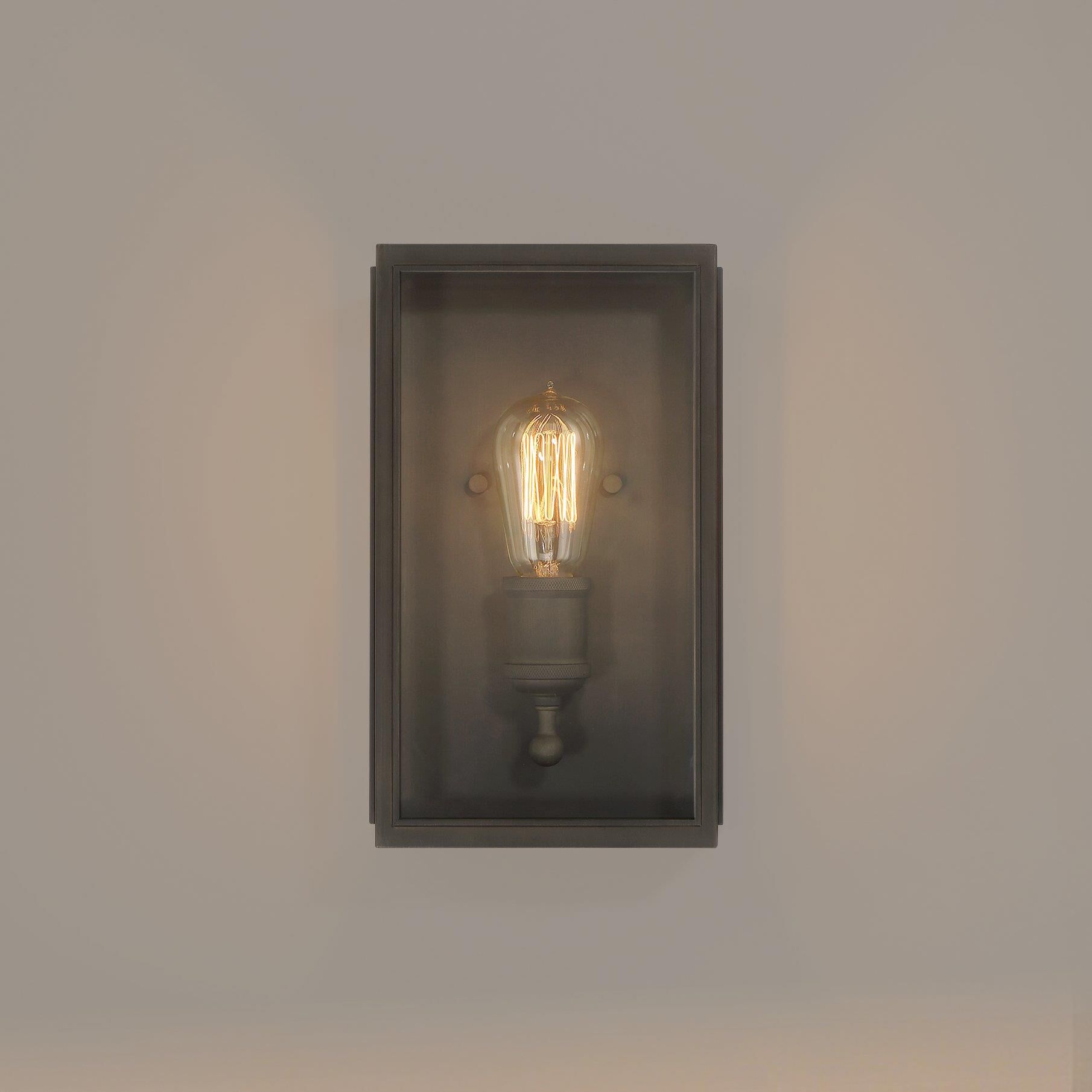 Shown in Blackened Brass finish and Clear glass