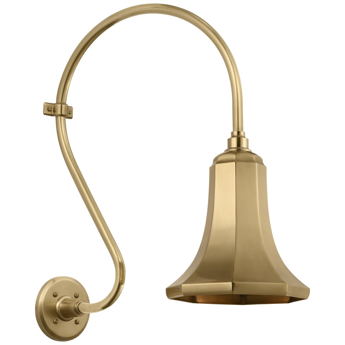 Shown in Hand-Rubbed Antique Brass finish and Gold shade