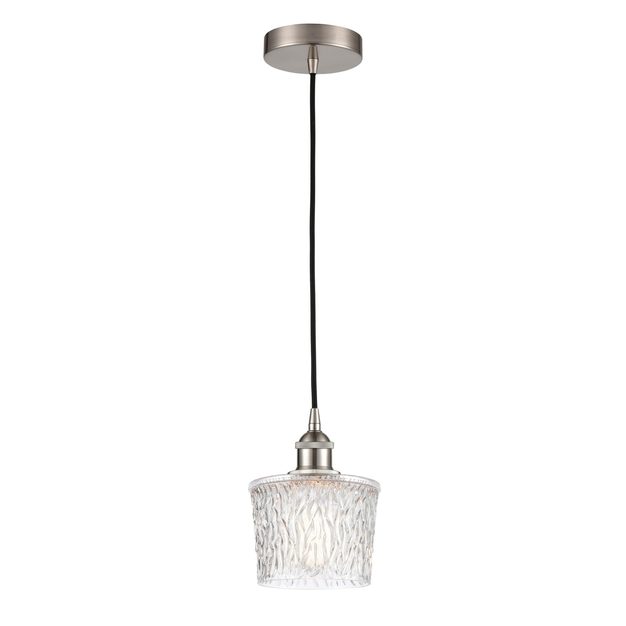 Shown in Brushed Satin Nickel finish and Clear glass