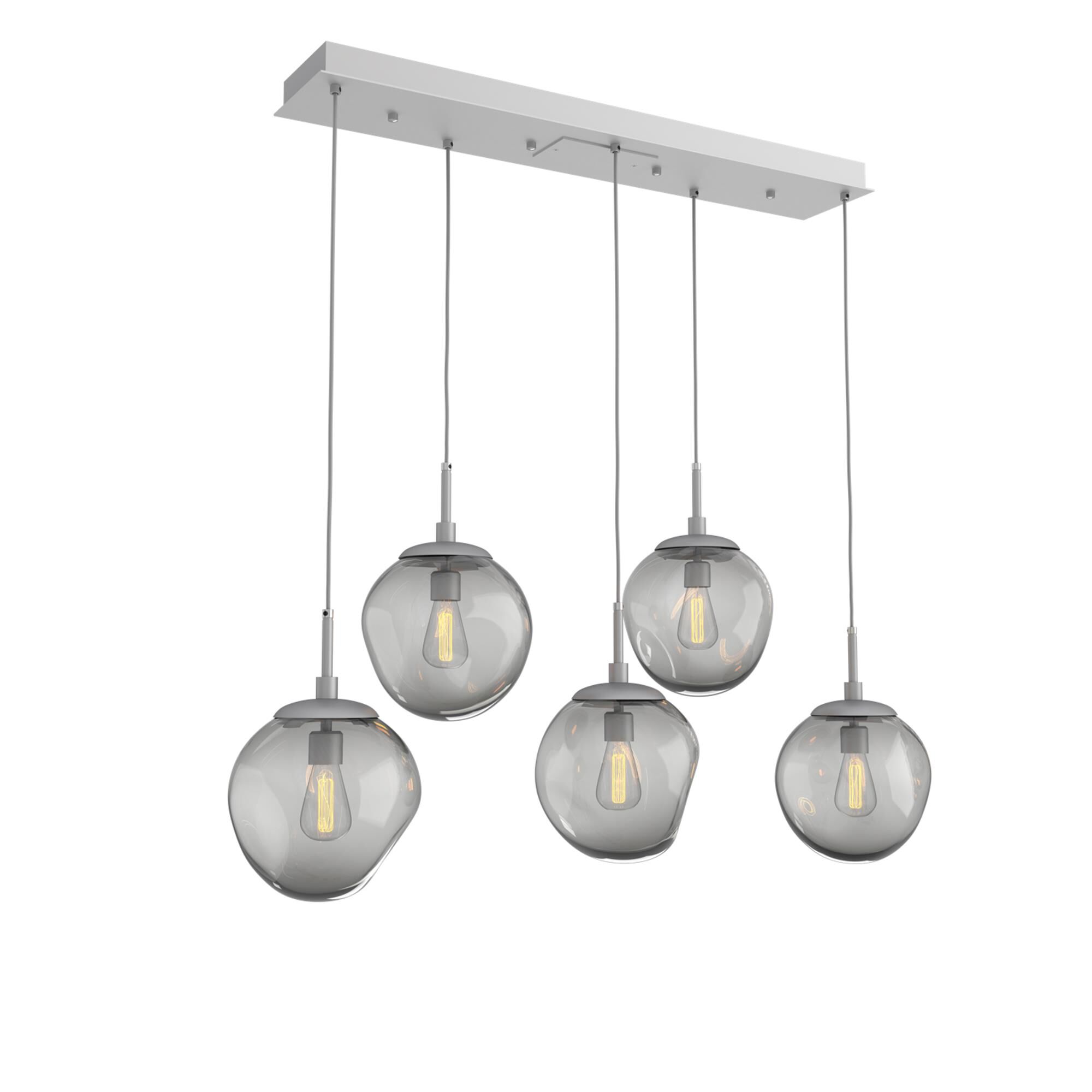 Shown in Classic Silver finish and Smoke Blown glass