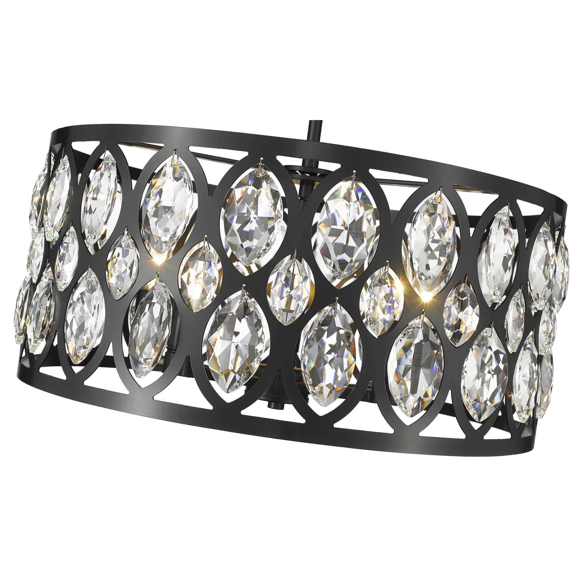 Shown in Matte Black finish and Steel + K9 Crystal glass and Steel + K9 Crystal shade