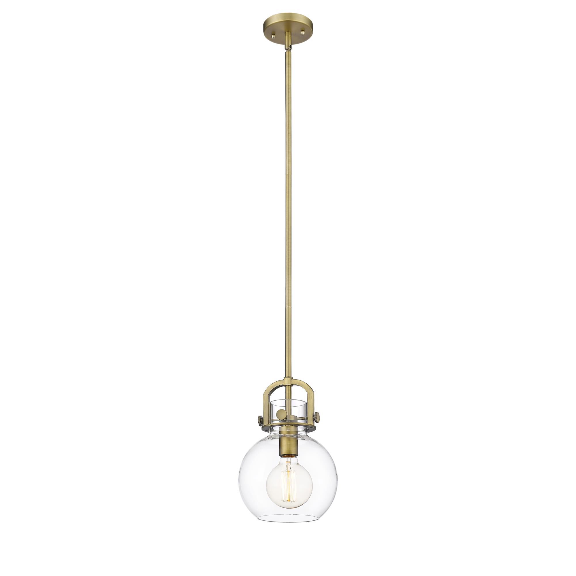 Shown in Brushed Brass finish and Clear glass