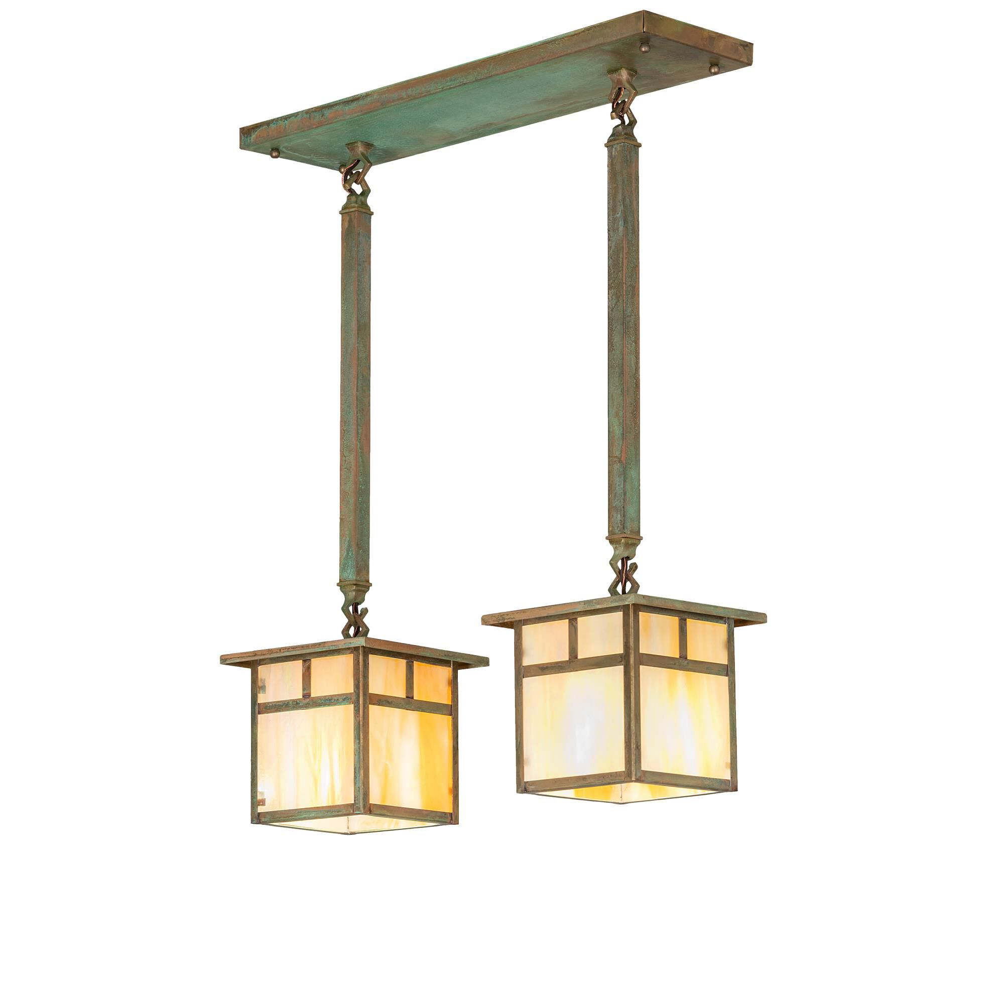 Shown in Verdigris Finish finish and Beige;Iridescent glass