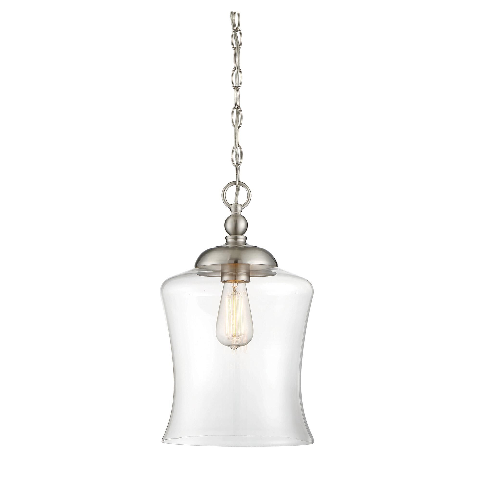 Shown in Brushed Nickel finish and Clear glass