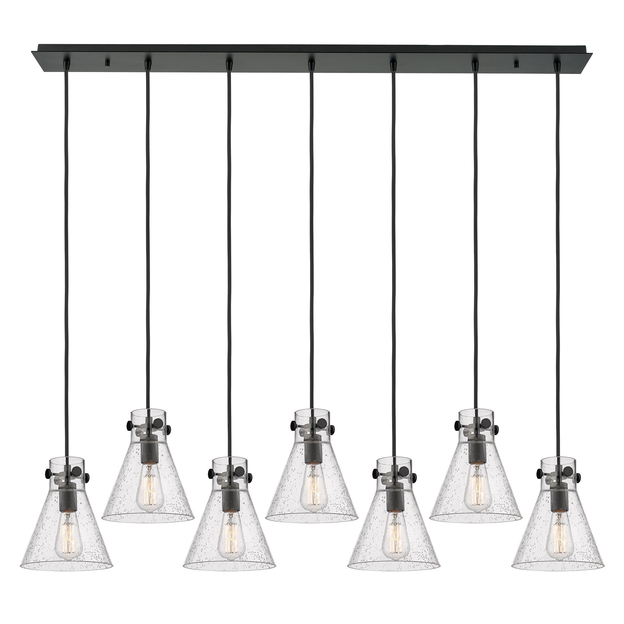 Shown in Matte Black finish and Seedy glass and Seedy Glass shade