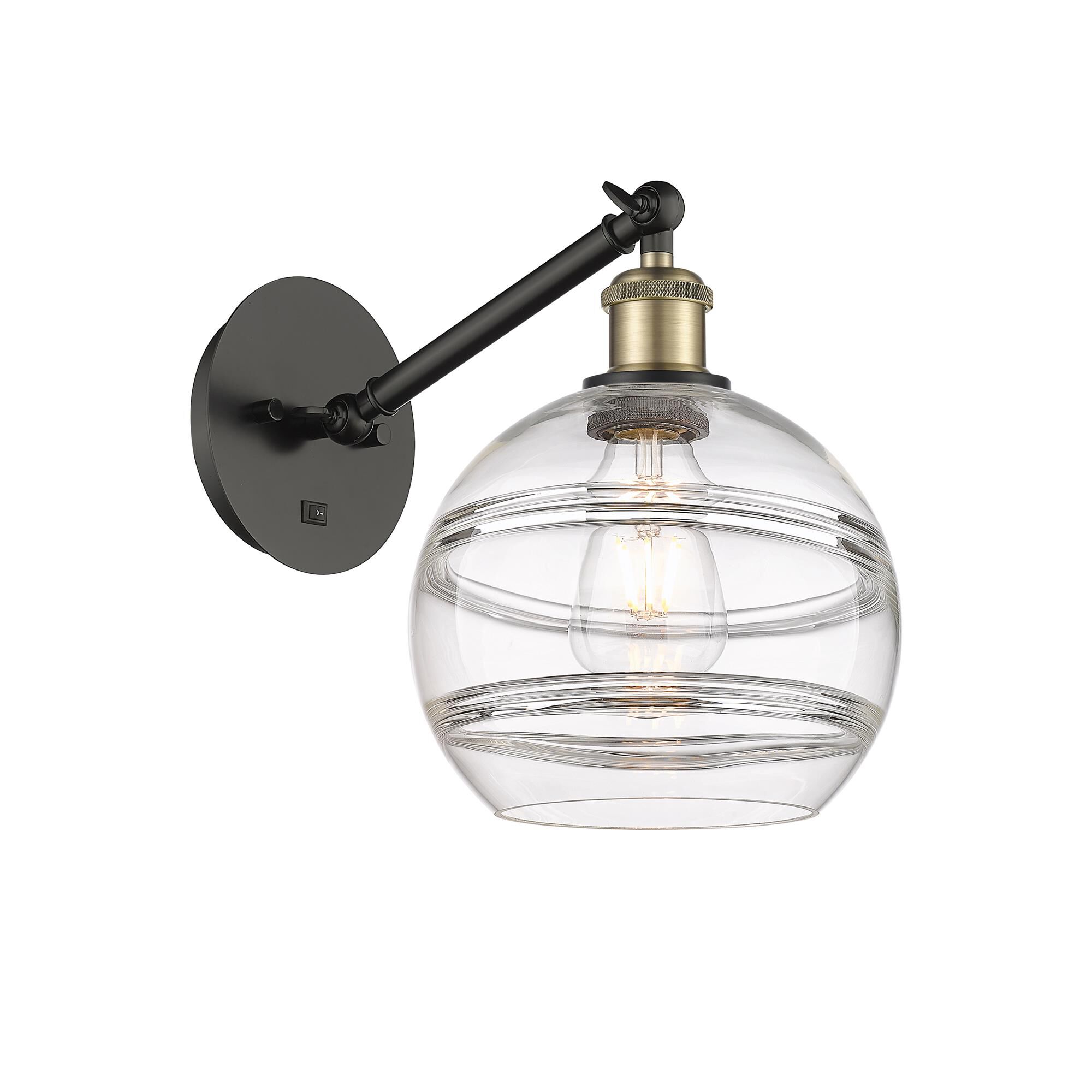 Shown in Black Antique Brass finish and Clear glass