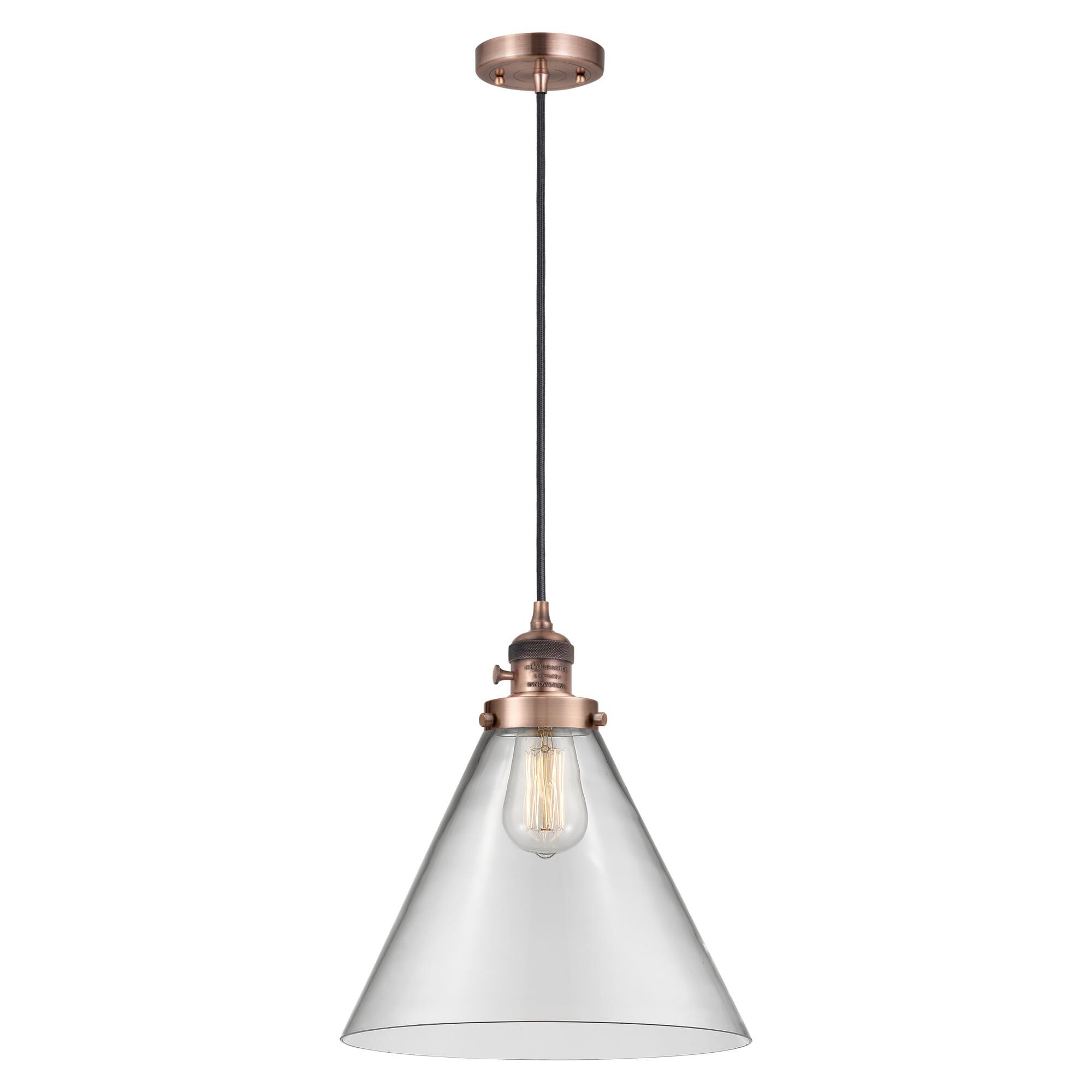 Shown in Antique Copper finish and Clear glass