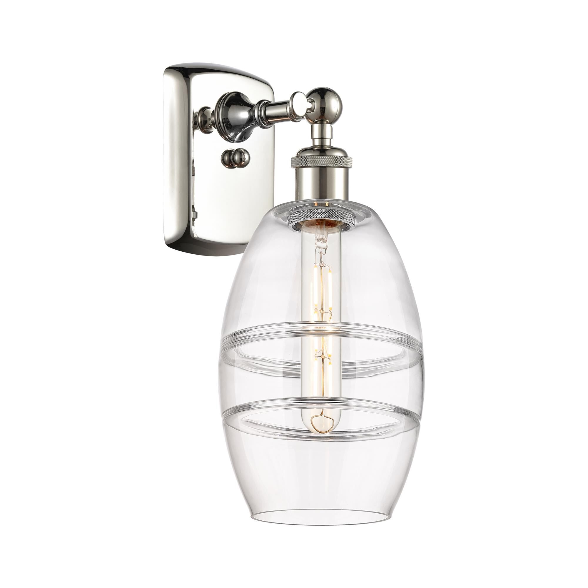 Shown in Polished Nickel finish and Clear glass